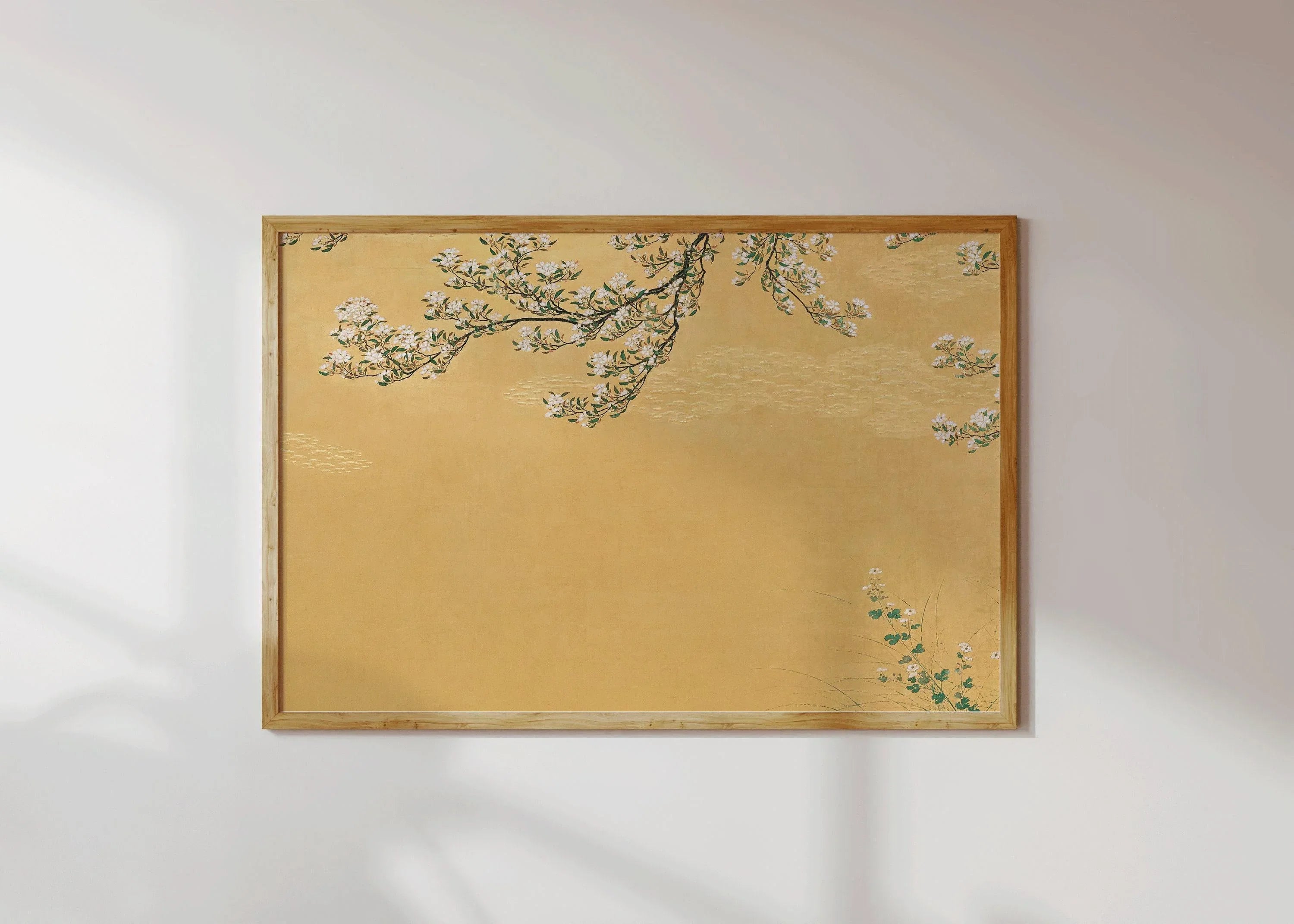 STATEMENT DUO Japanese Prints - Hasagawa School and Ogata Korin Cranes | | Yellow Ukiyo - e Shin Hanga Art available framed - 9ArtPrints