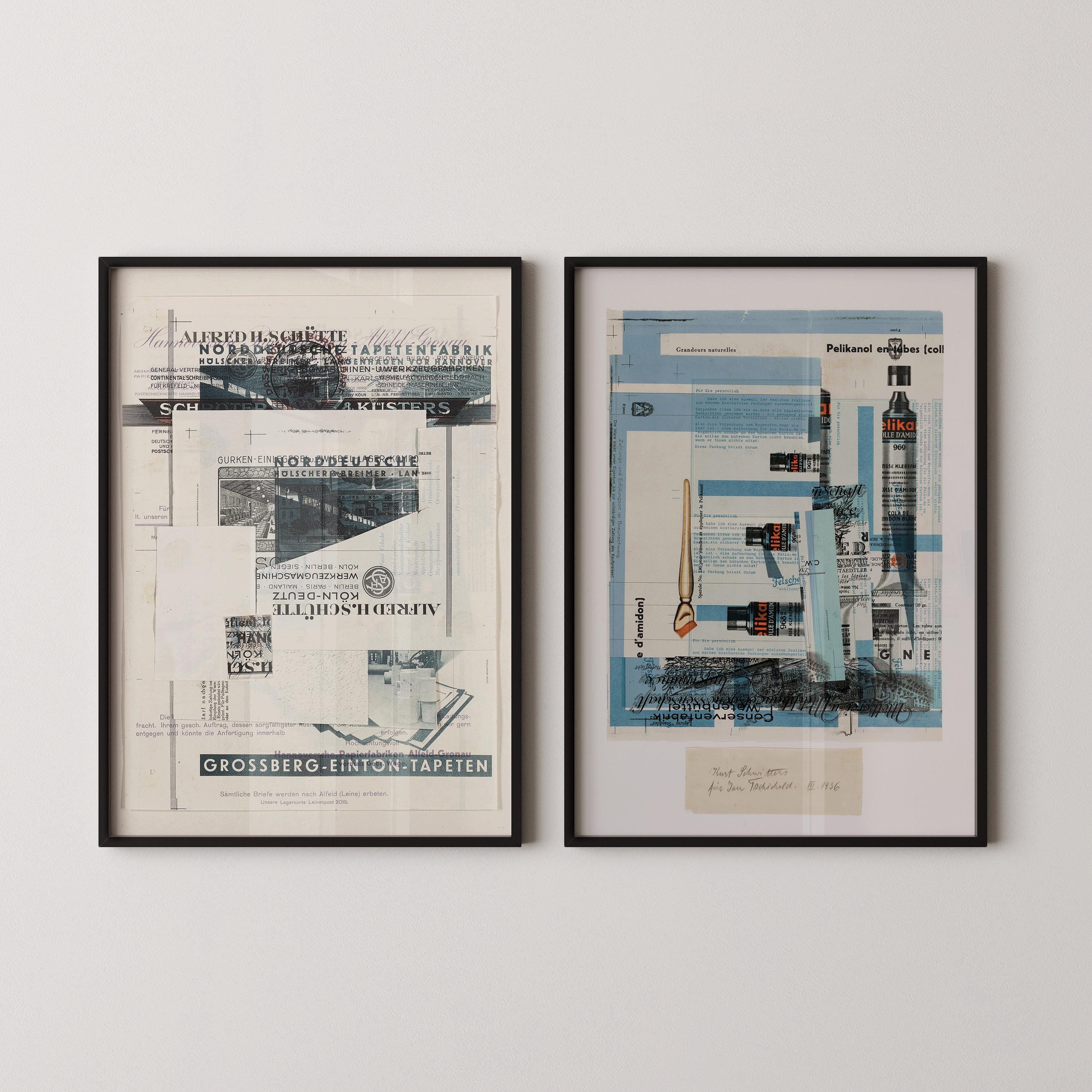 STATEMENT DUO Kurt Schwitters Posters Mid - Century Modern Dadaist Constructivist Bauhaus Neutral Art Prints available framed - 9ArtPrints