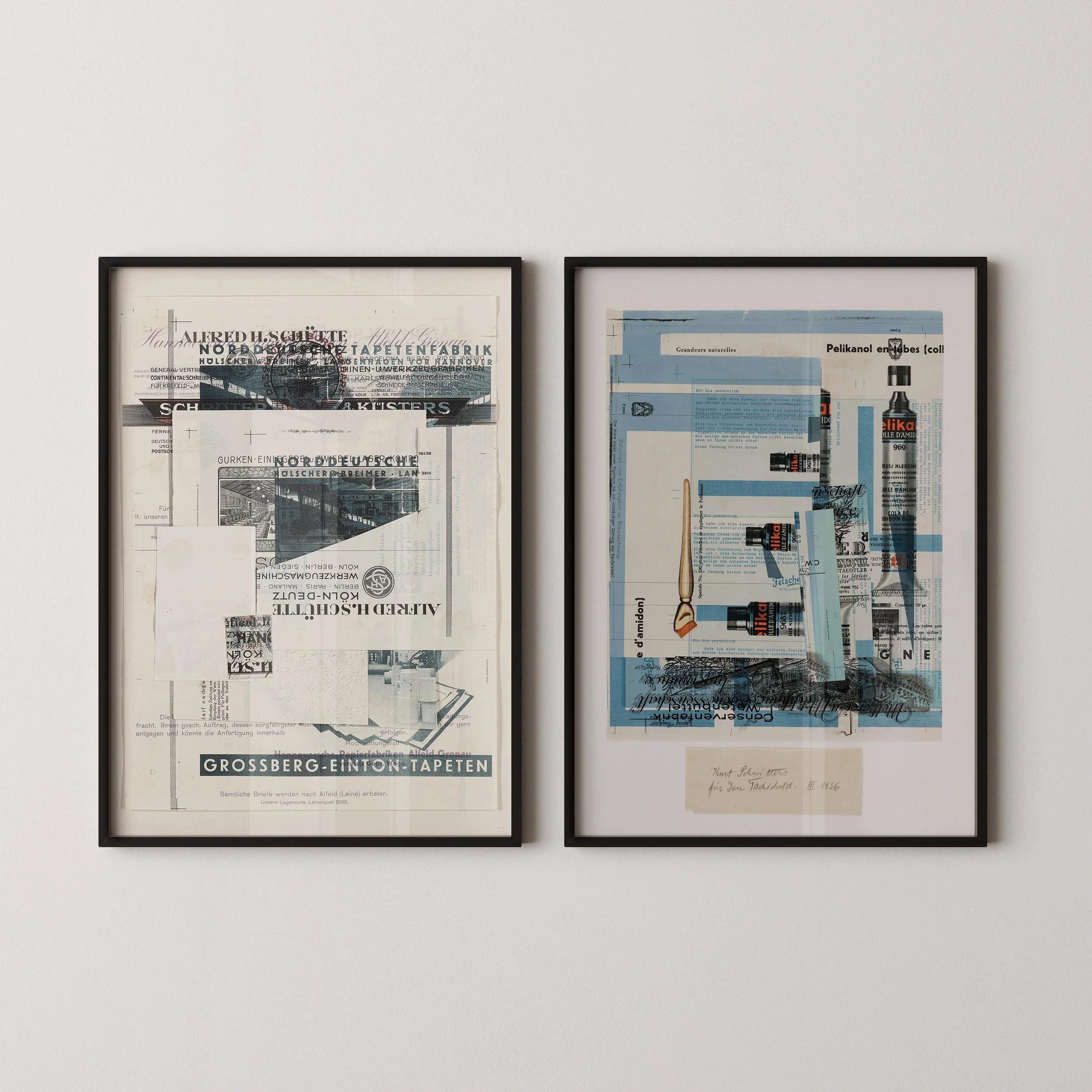 STATEMENT DUO Kurt Schwitters Posters Mid - Century Modern Dadaist Constructivist Bauhaus Neutral Art Prints available framed - 9ArtPrints