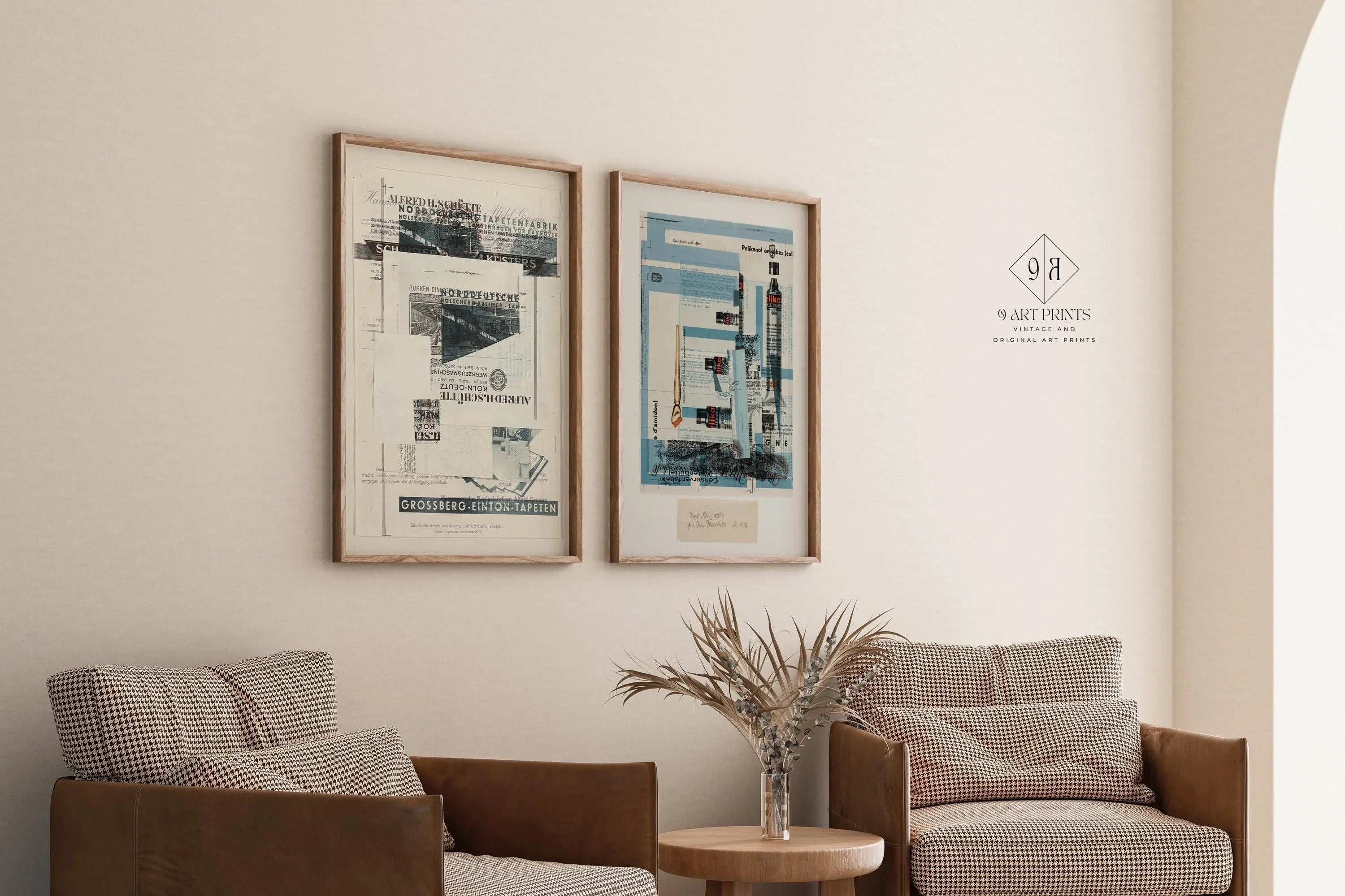 STATEMENT DUO Kurt Schwitters Posters Mid - Century Modern Dadaist Constructivist Bauhaus Neutral Art Prints available framed - 9ArtPrints