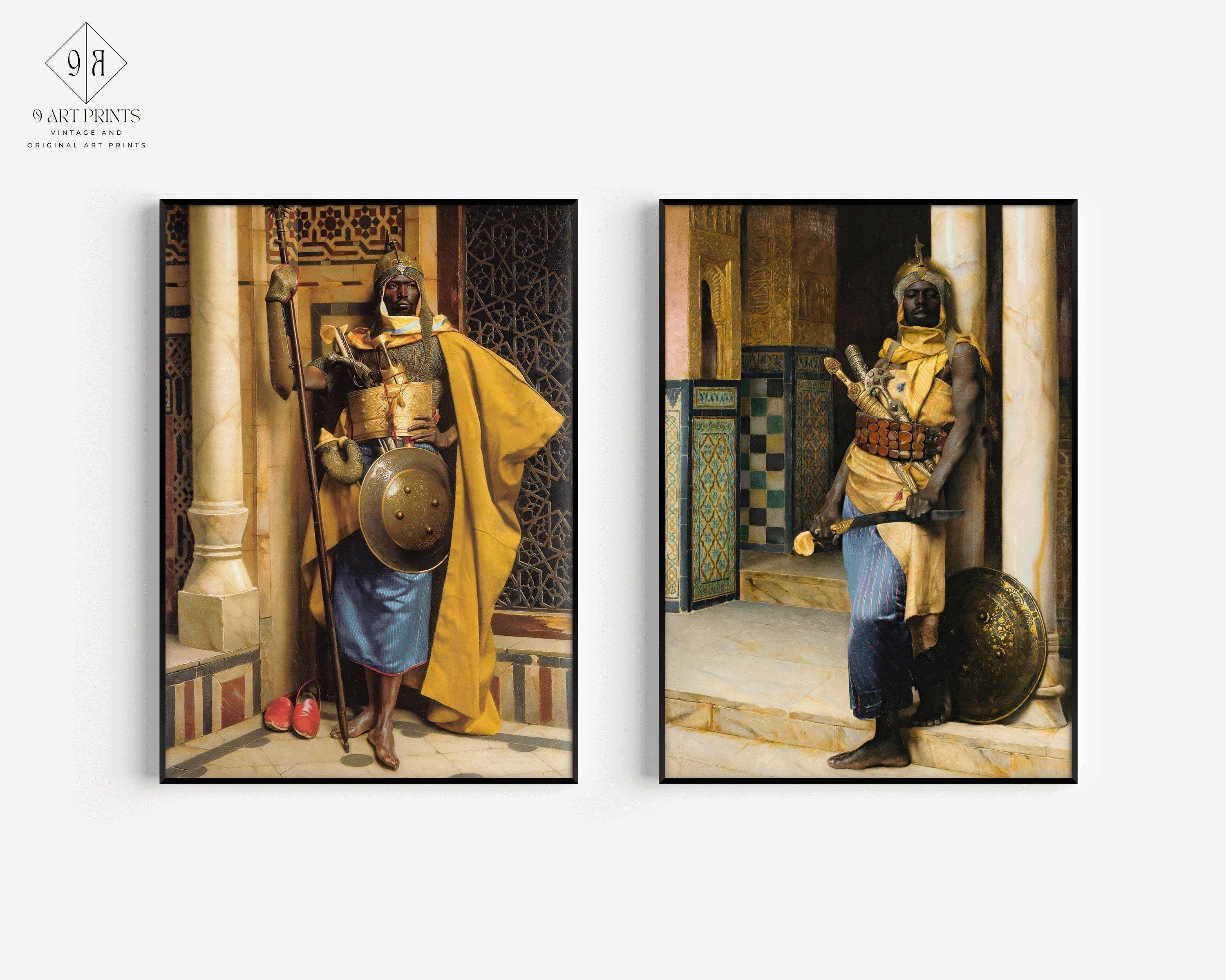 STATEMENT DUO Ludwig Deutsch - The Nubian Guards | | Vintage Orientalist Art available framed - 9ArtPrints
