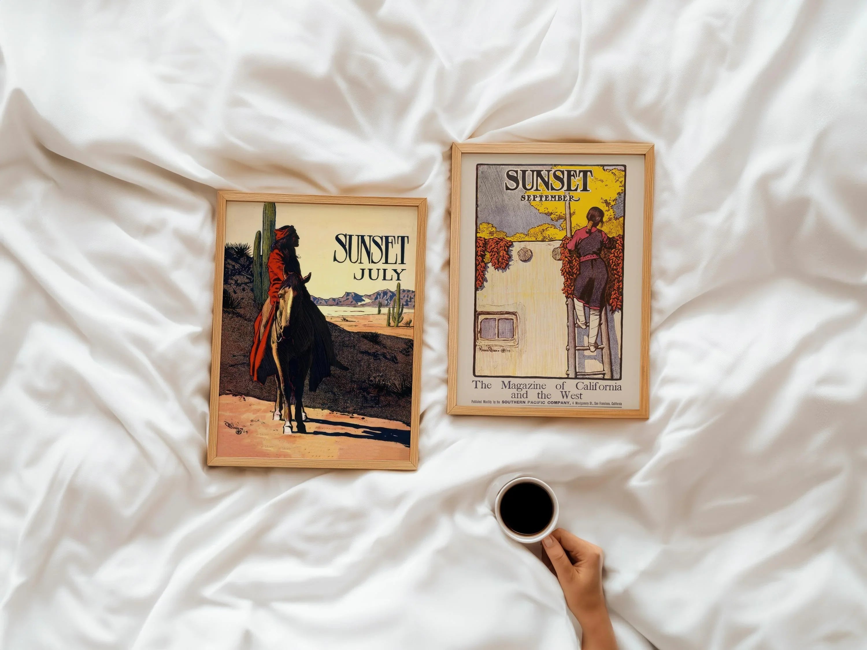 STATEMENT DUO Maynard Dixon Sunset Magazine Covers | | Western Theme Cowboy and Native American Art available framed - 9ArtPrints