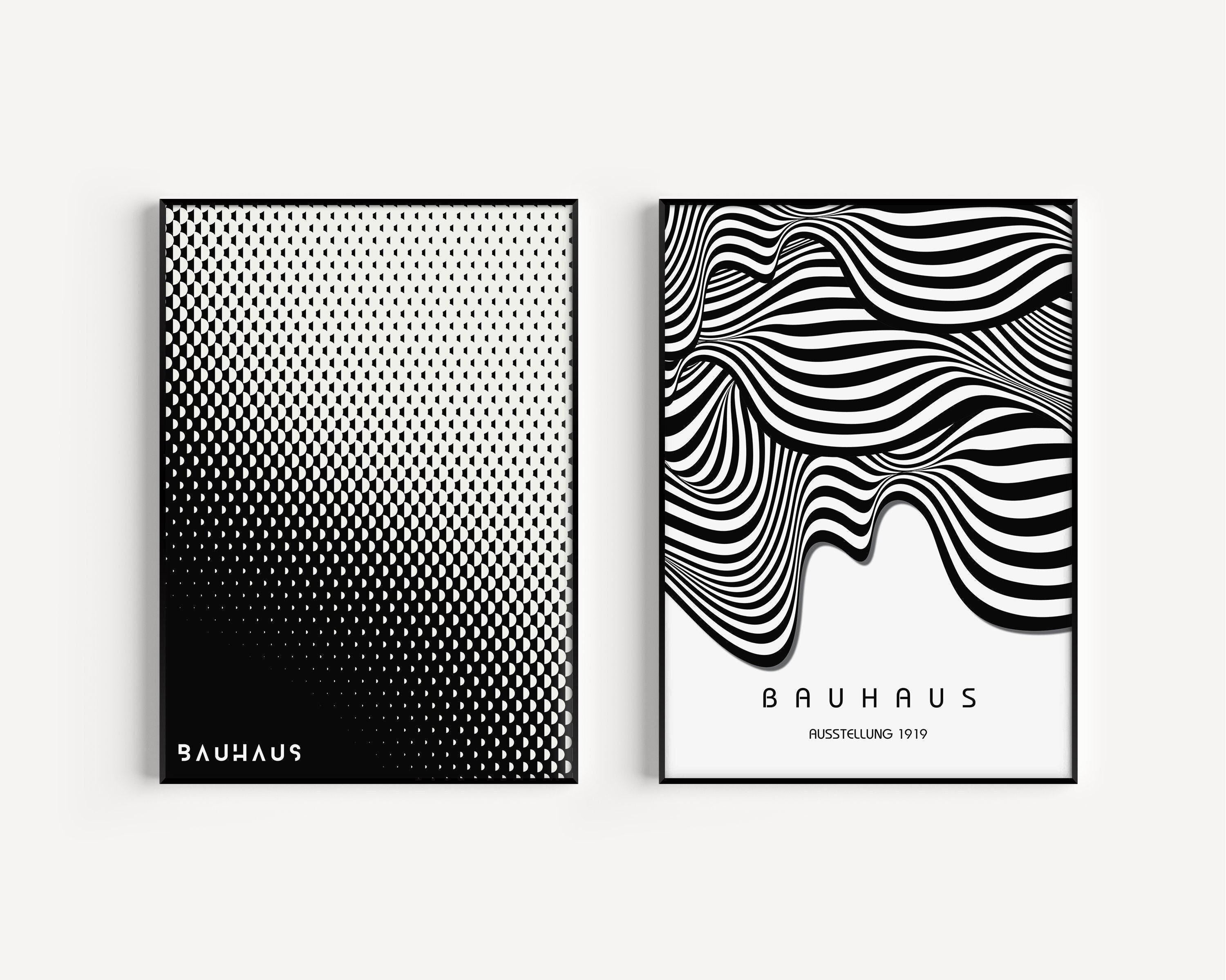 STATEMENT DUO Neutral Black and White Bauhaus Posters | | Mid - Century Modern Art Print Posters | available framed - 9ArtPrints