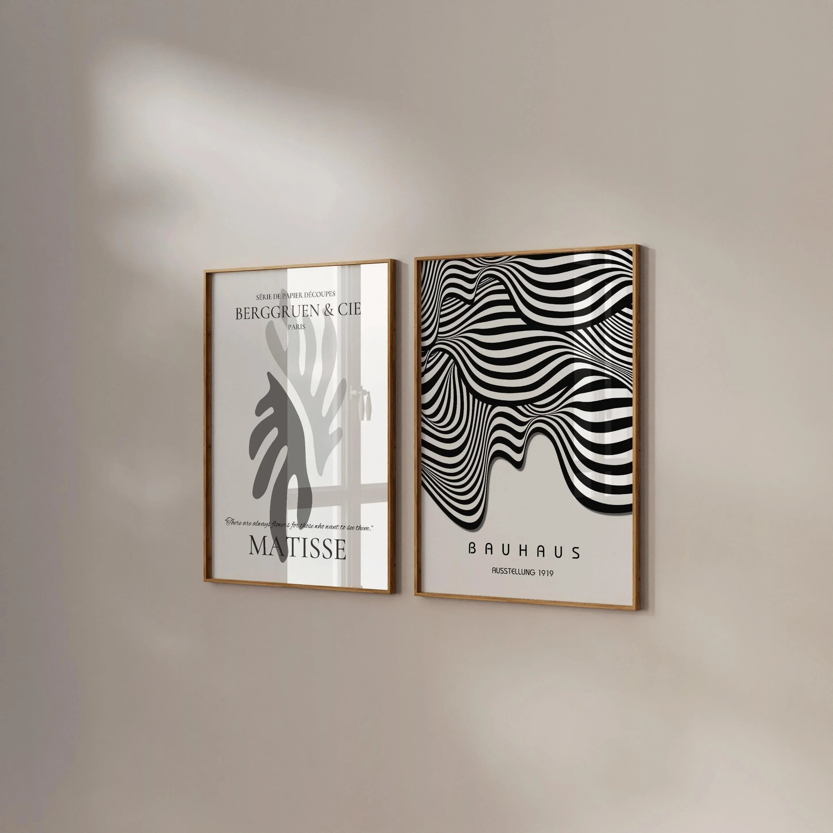 STATEMENT DUO Neutral Black and White Henri Matisse Bauhaus Mid - Century Modern Art Print Posters | available framed - 9ArtPrints