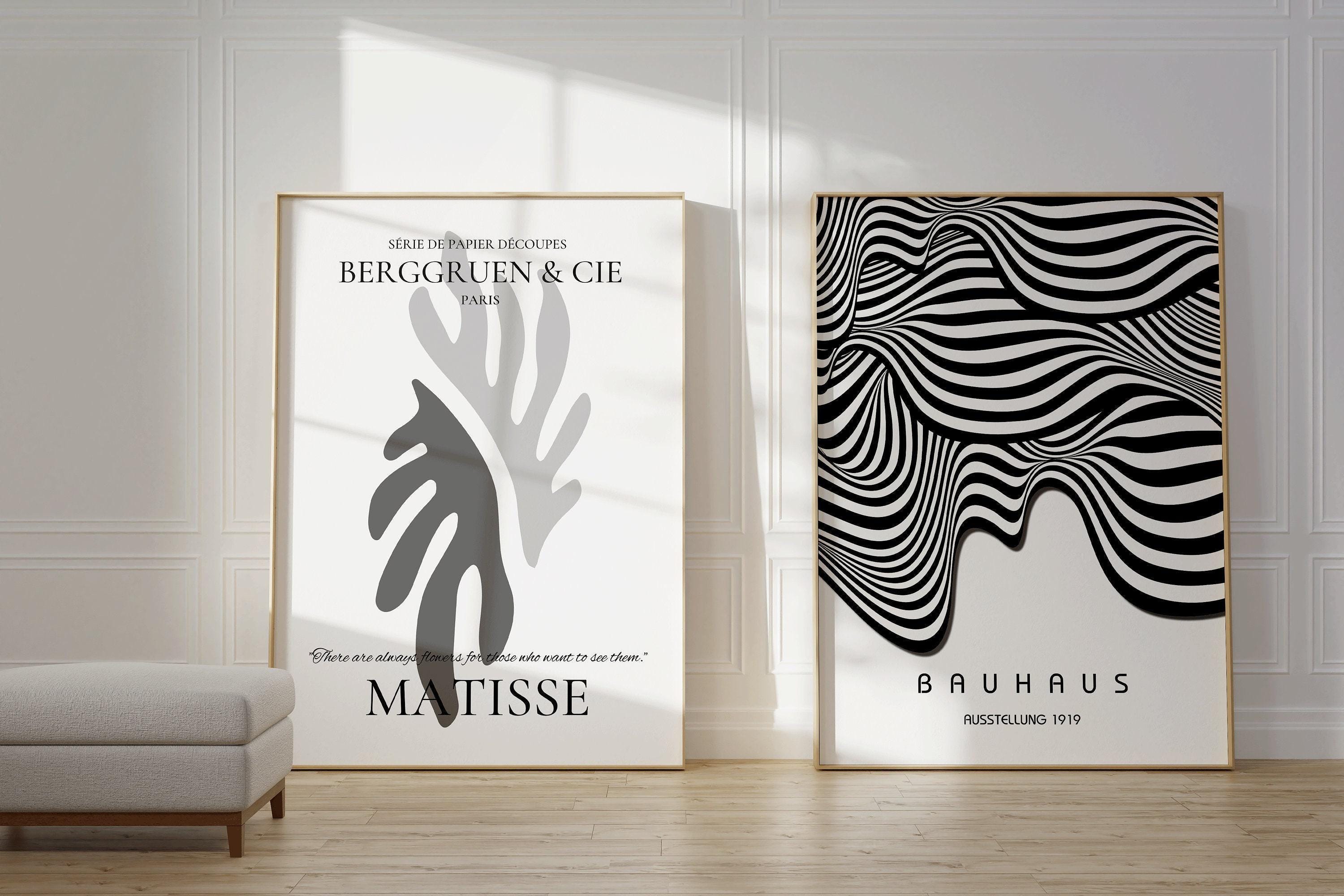 STATEMENT DUO Neutral Black and White Henri Matisse Bauhaus Mid - Century Modern Art Print Posters | available framed - 9ArtPrints