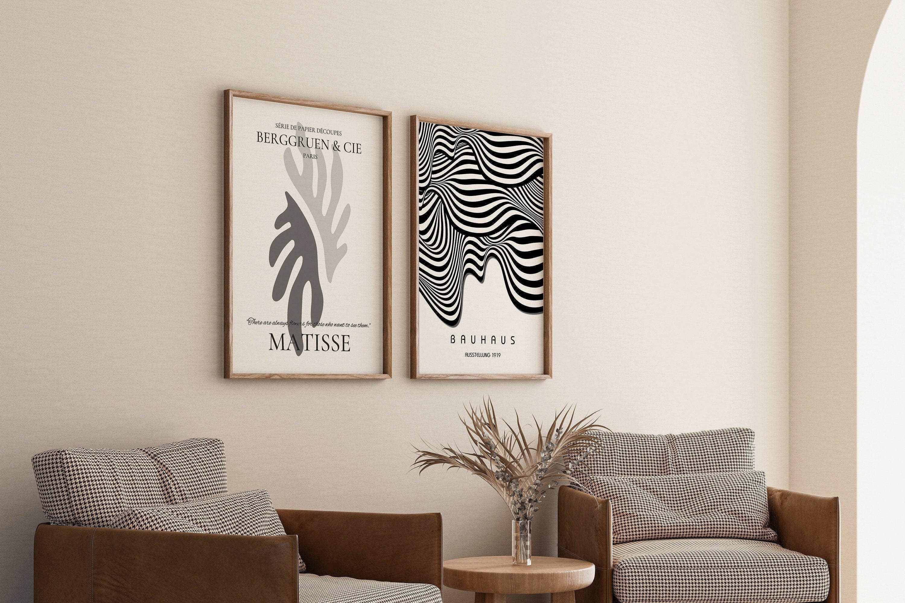 STATEMENT DUO Neutral Black and White Henri Matisse Bauhaus Mid - Century Modern Art Print Posters | available framed - 9ArtPrints