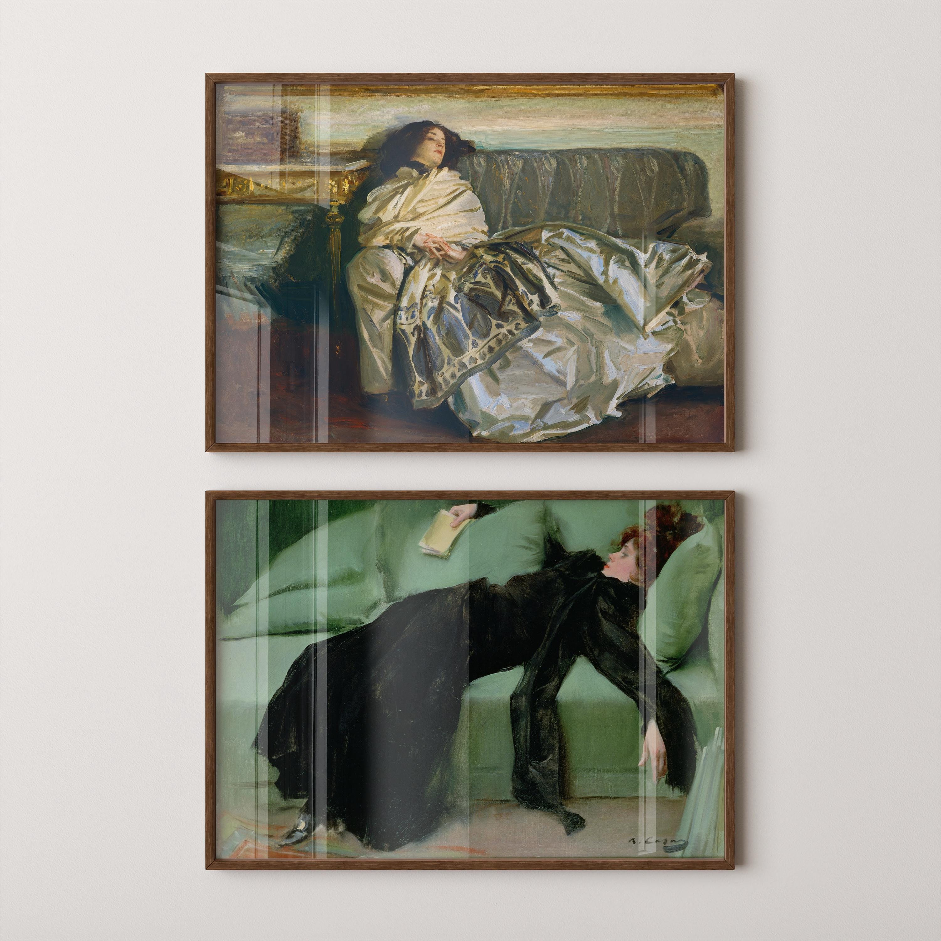 STATEMENT DUO Tired AF Ladies | Ramon Casas After the Dance and John Singer Sargent's NonChaloir | Classic Art available framed - 9ArtPrints