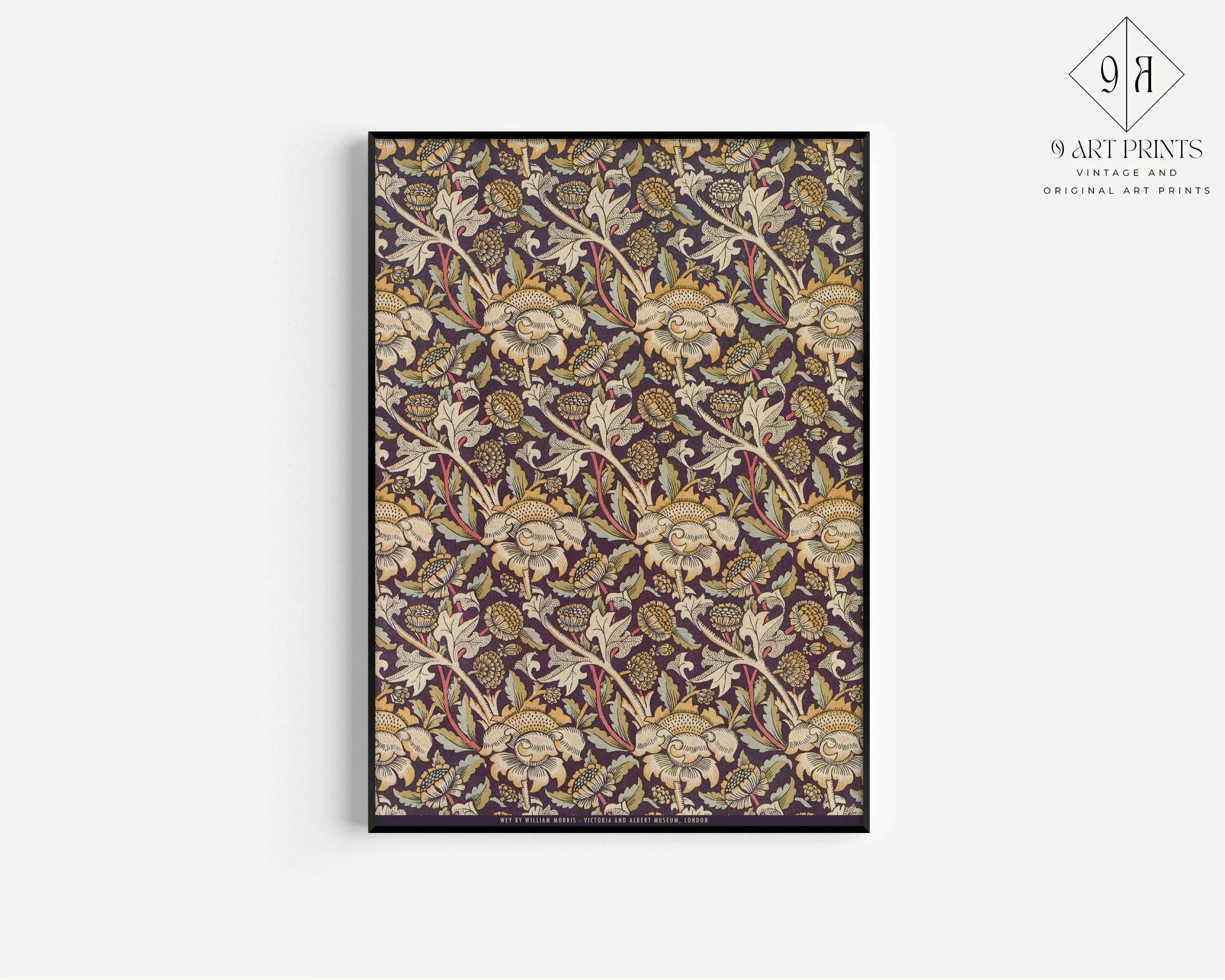 STATEMENT DUO William Morris Prints - Wey and Honeysuckle | | Vintage Victorian Botanical Patterns in Brown available framed - 9ArtPrints