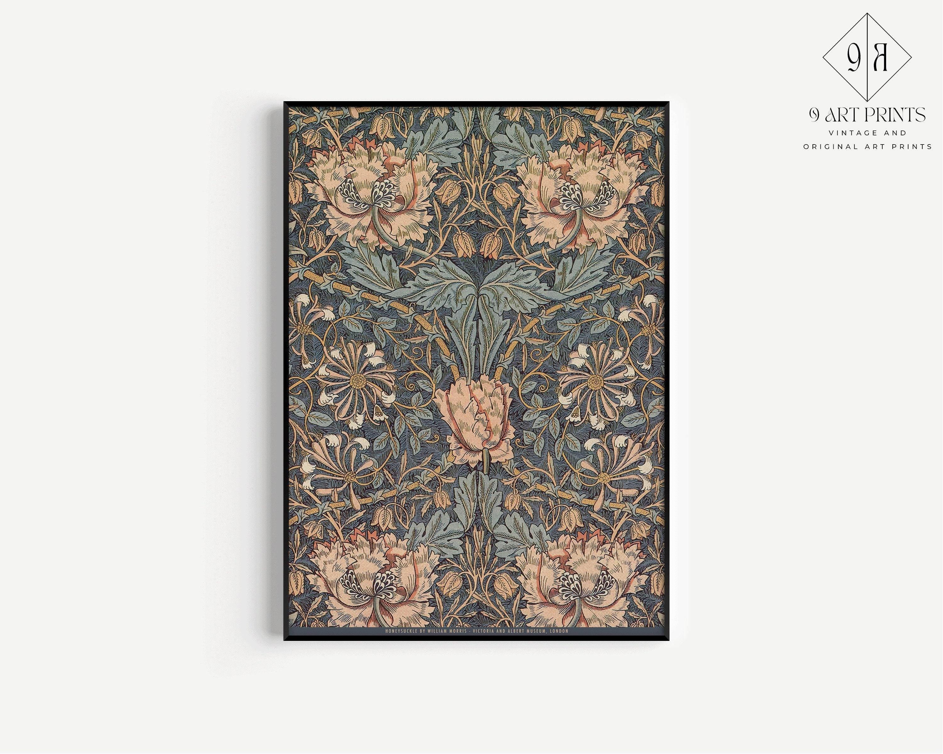 STATEMENT DUO William Morris Prints - Wey and Honeysuckle | | Vintage Victorian Botanical Patterns in Brown available framed - 9ArtPrints