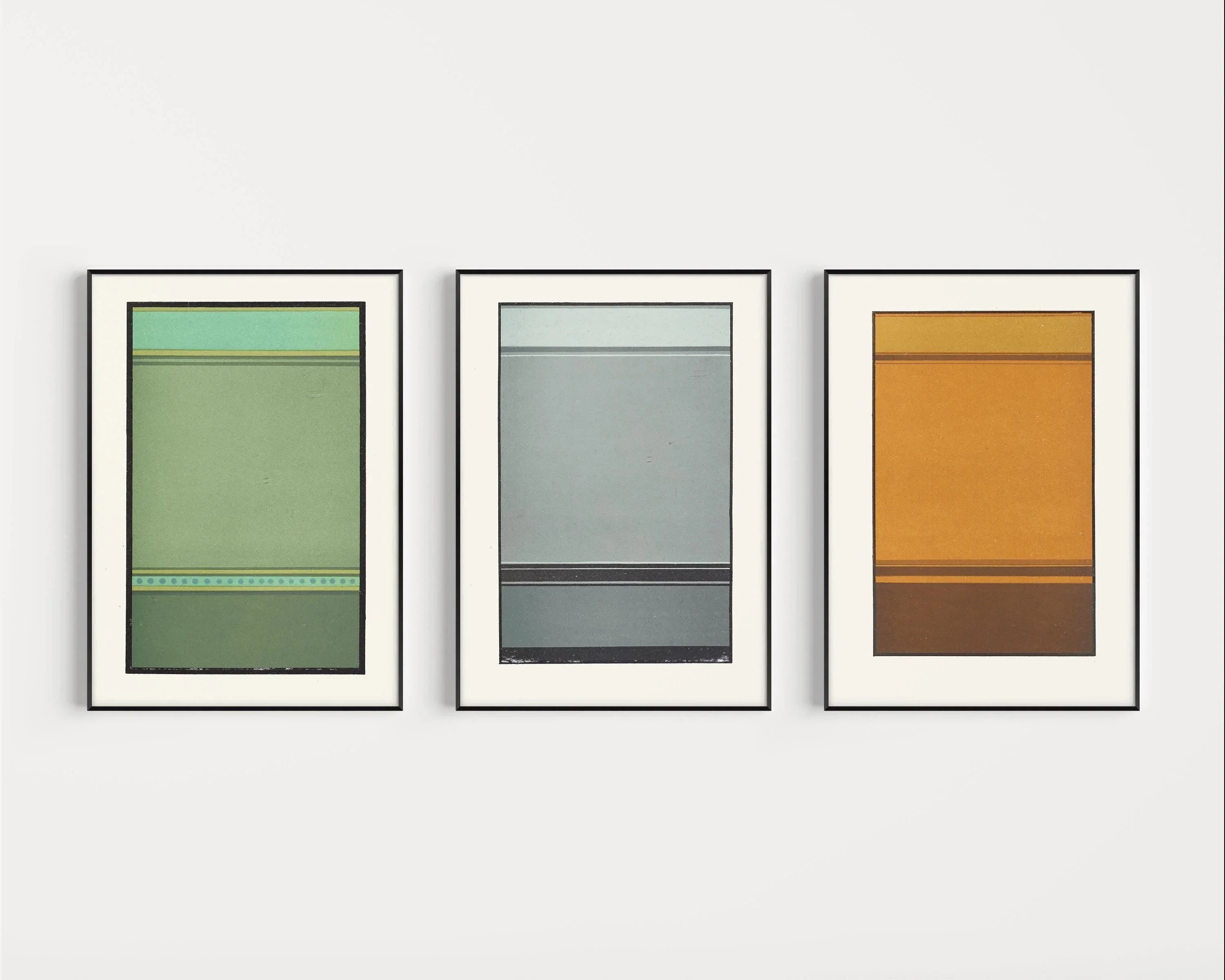 STATEMENT TRIO Abstract Art| Harmony of Broken Lines | James Ward | Minimalist Modern Art available framed - 9ArtPrints