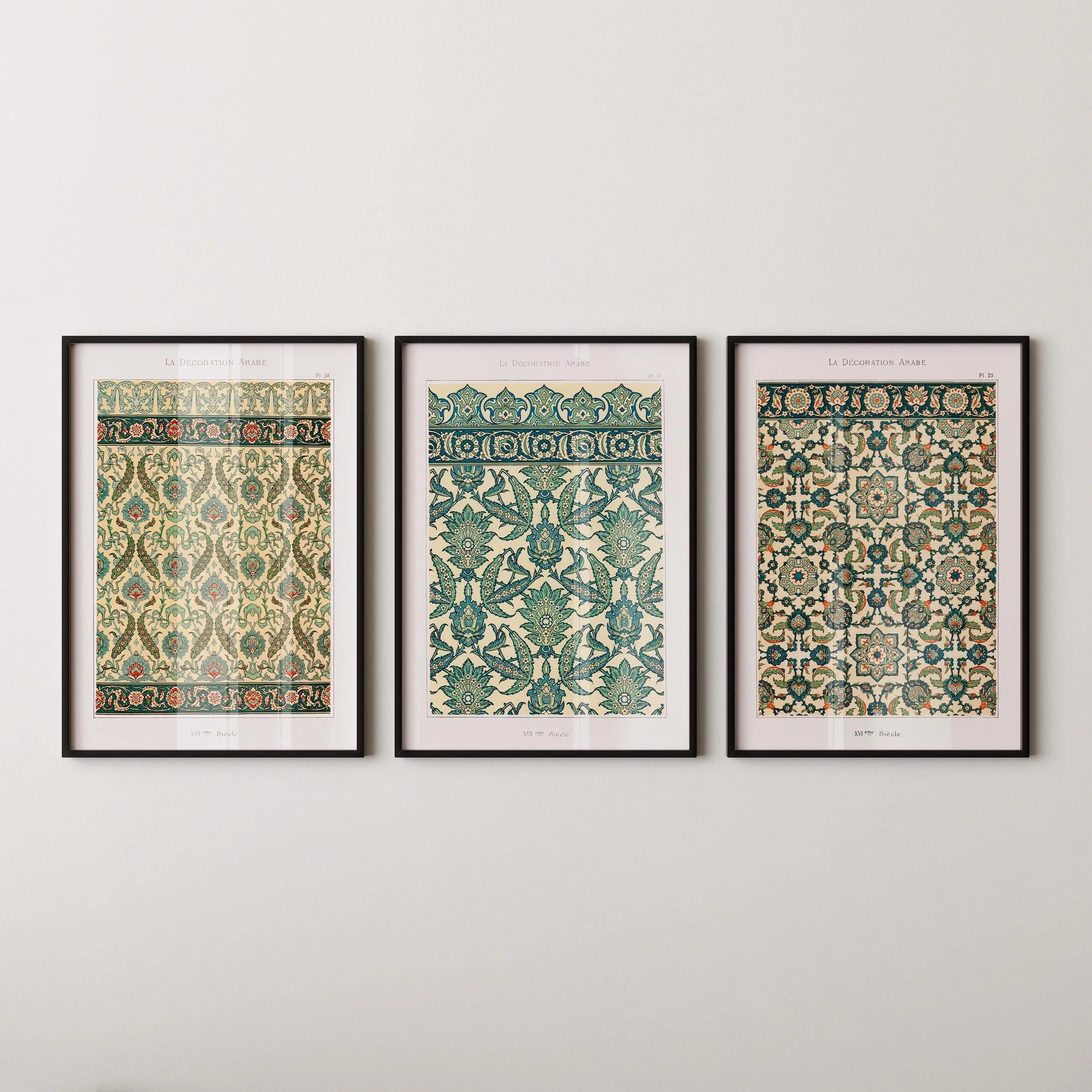 STATEMENT TRIO Arabian Patterns - Emille Prisses D'Avennes | | Vintage Islamic Persian Pattern Art available framed - 9ArtPrints