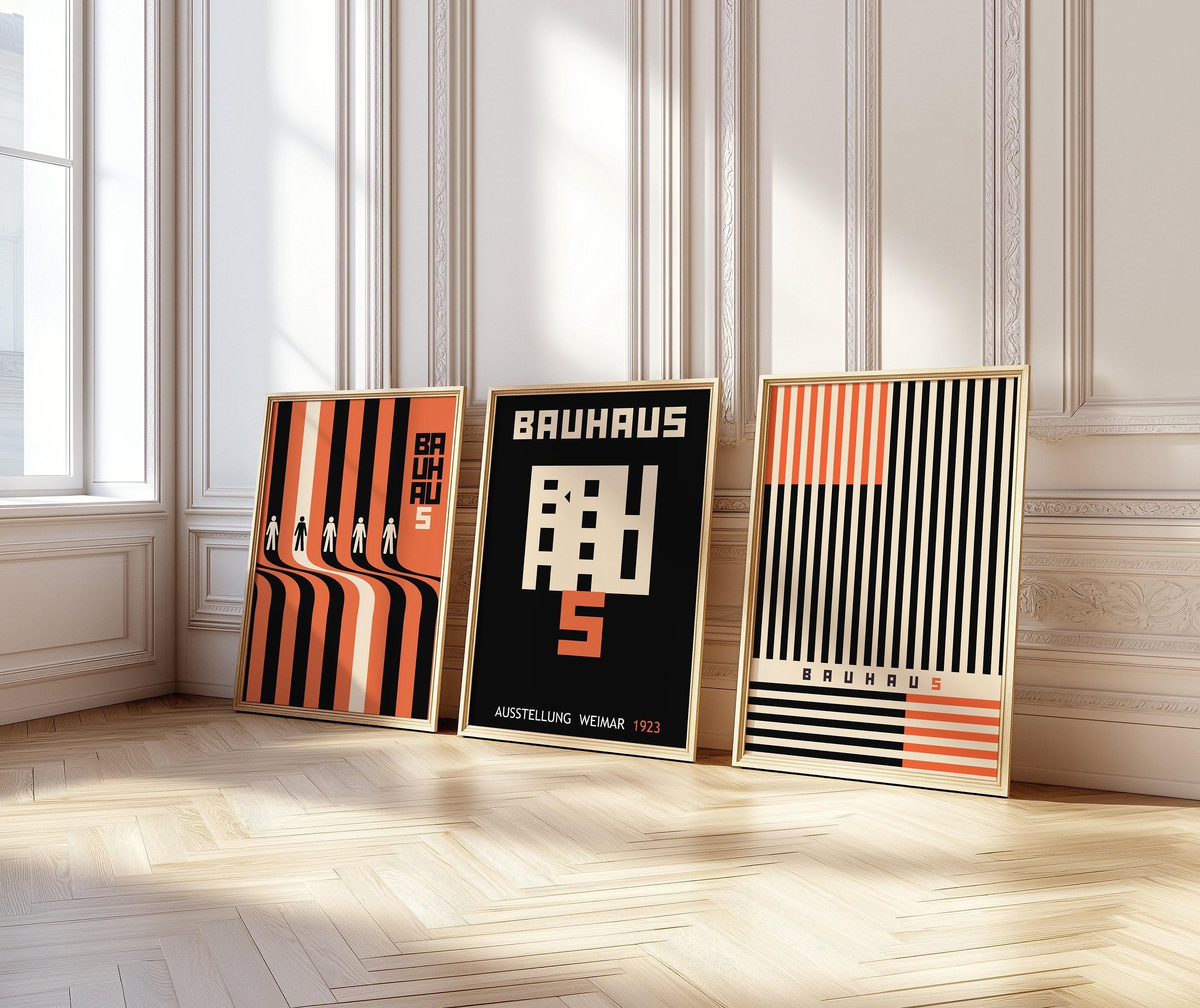 STATEMENT TRIO Bauhaus Black Orange Posters |Our Bestselling Mid - Century Modern Ausstellung Set | available framed - 9ArtPrints