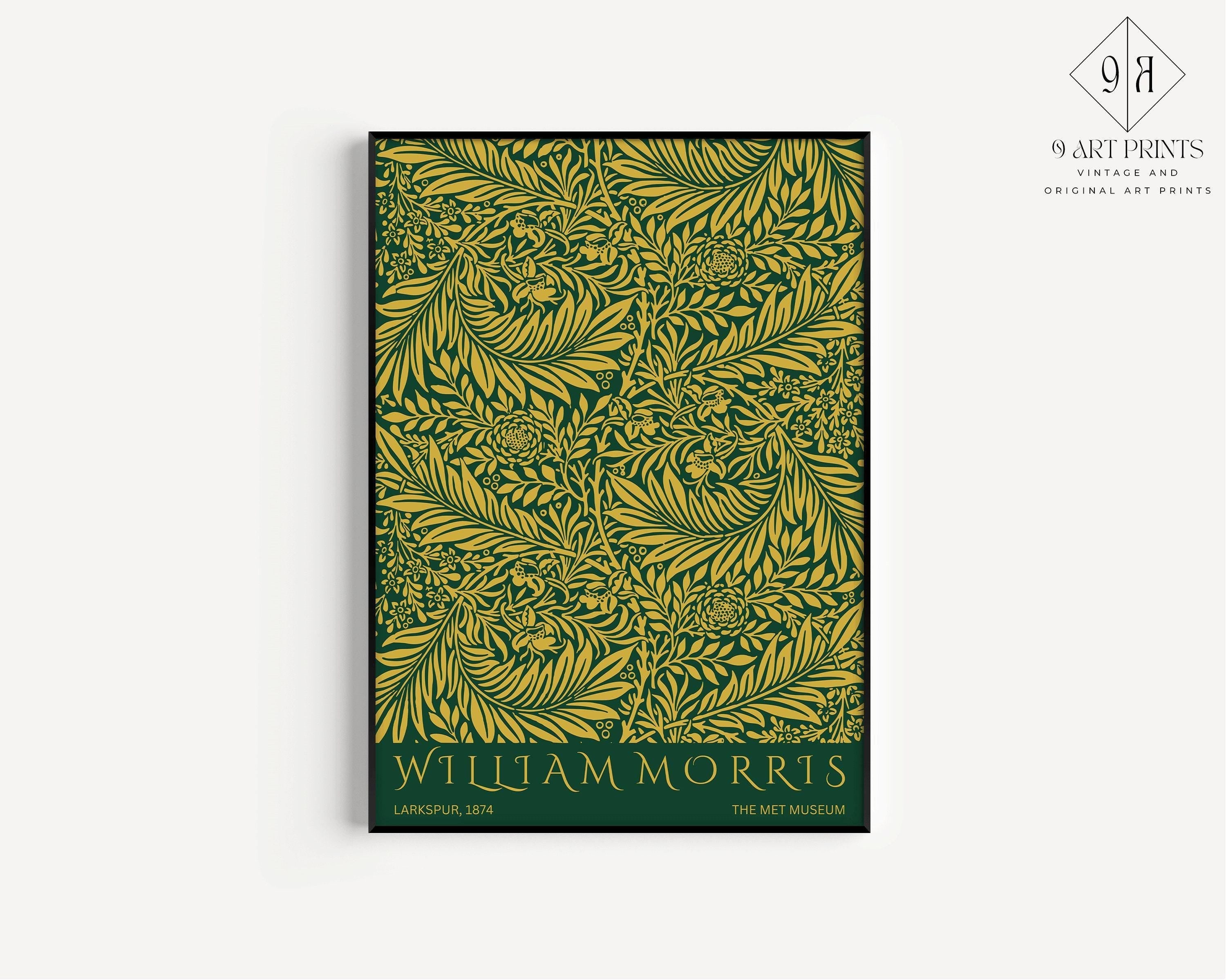 STATEMENT TRIO Bauhaus William Morris Matisse | Forest Green Emerald gold Art | Available framed or unframed - 9ArtPrints
