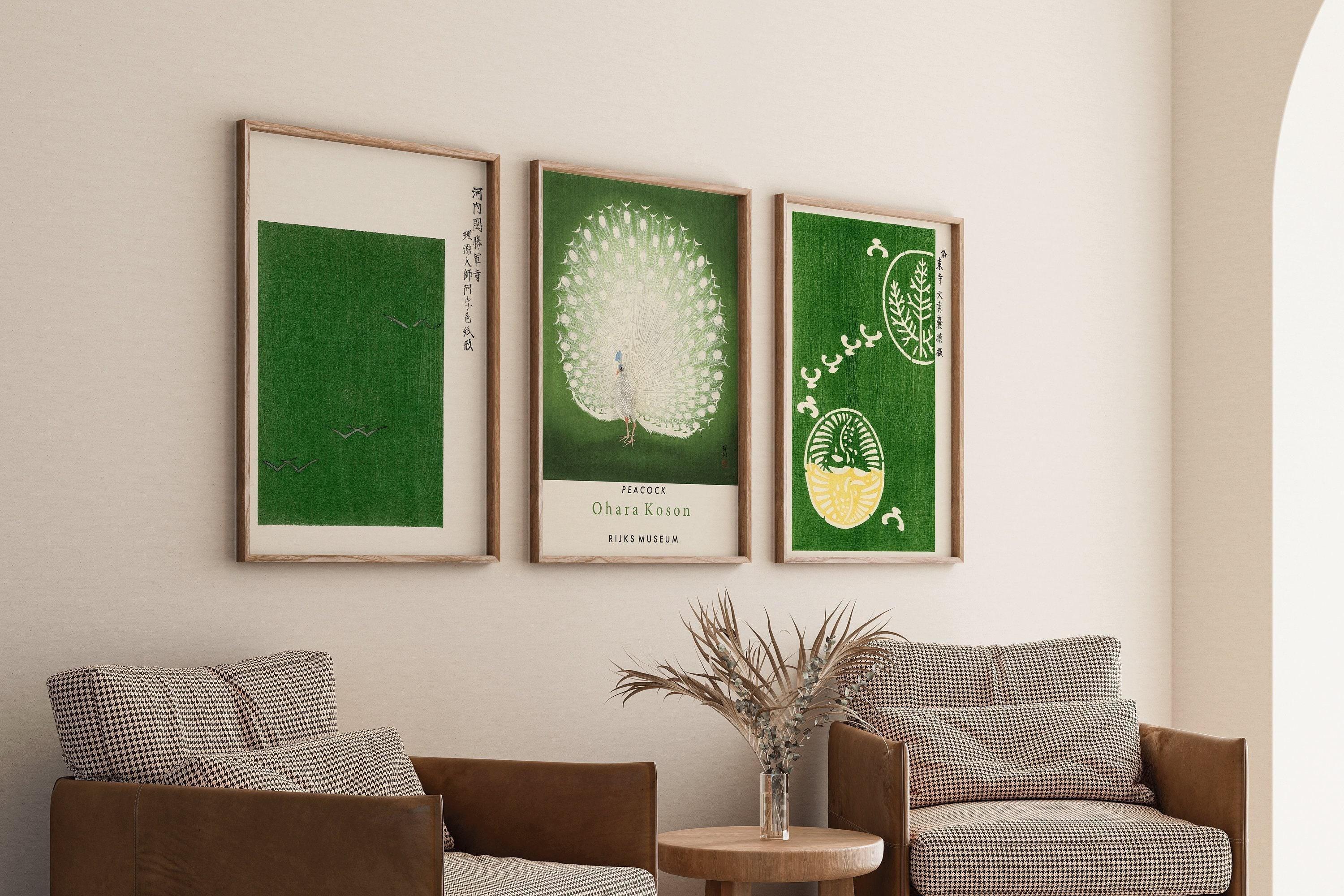 STATEMENT TRIO Japanese Green | Ohara Koson Prints Available Framed or Unframed - 9ArtPrints