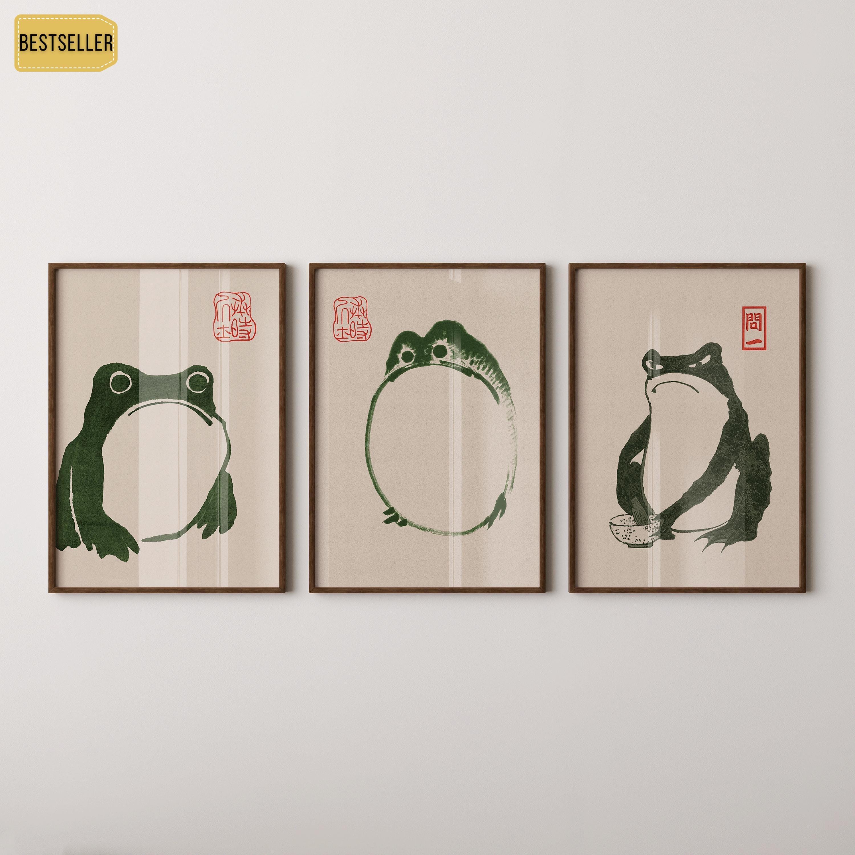 STATEMENT TRIO - Matsumoto Hoji's Three Frogs | Our Customer Favorite and Bestselling Vintage Japanese Woodblock Art available framed - 9ArtPrints