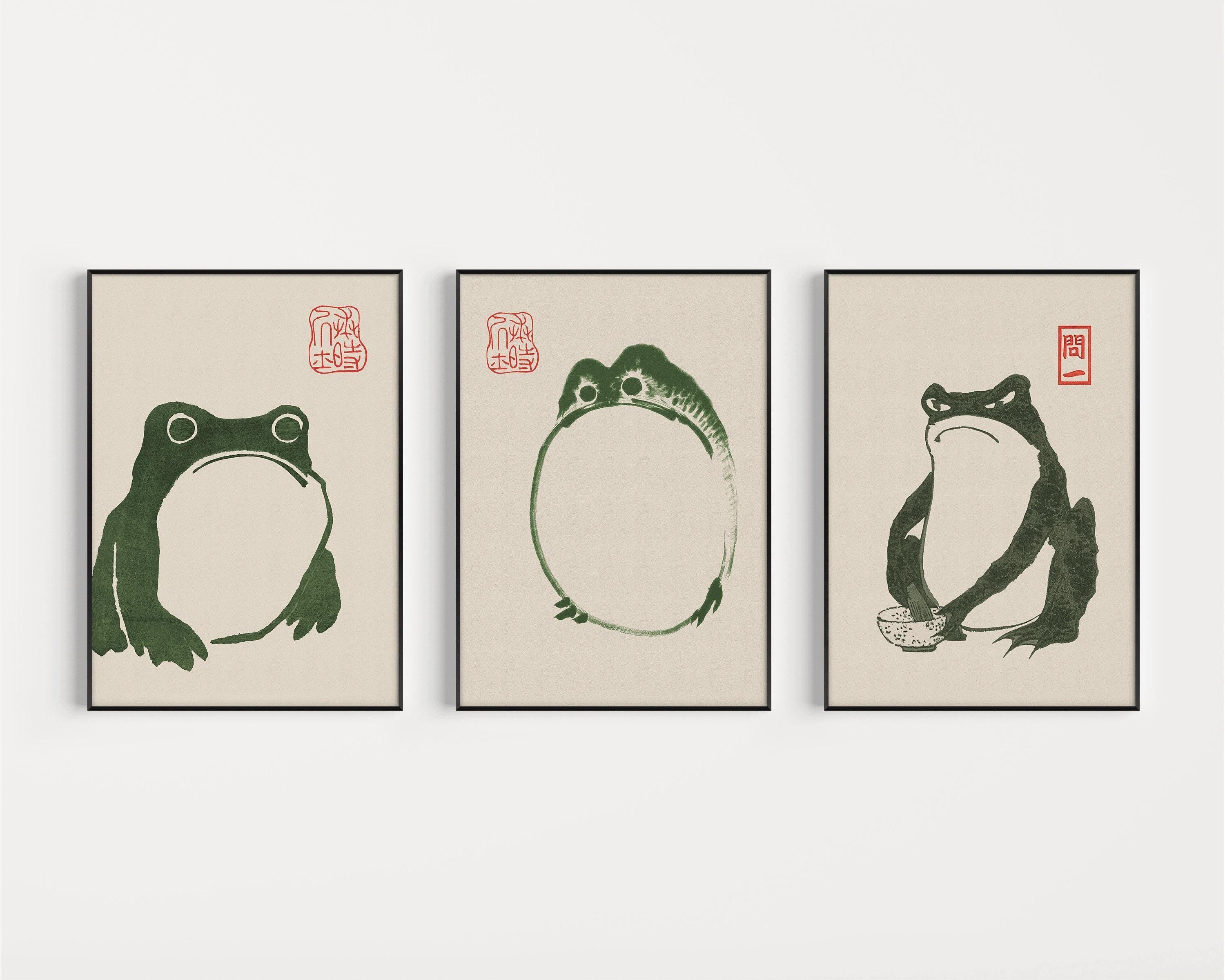 STATEMENT TRIO - Matsumoto Hoji's Three Frogs | Our Customer Favorite and Bestselling Vintage Japanese Woodblock Art available framed - 9ArtPrints