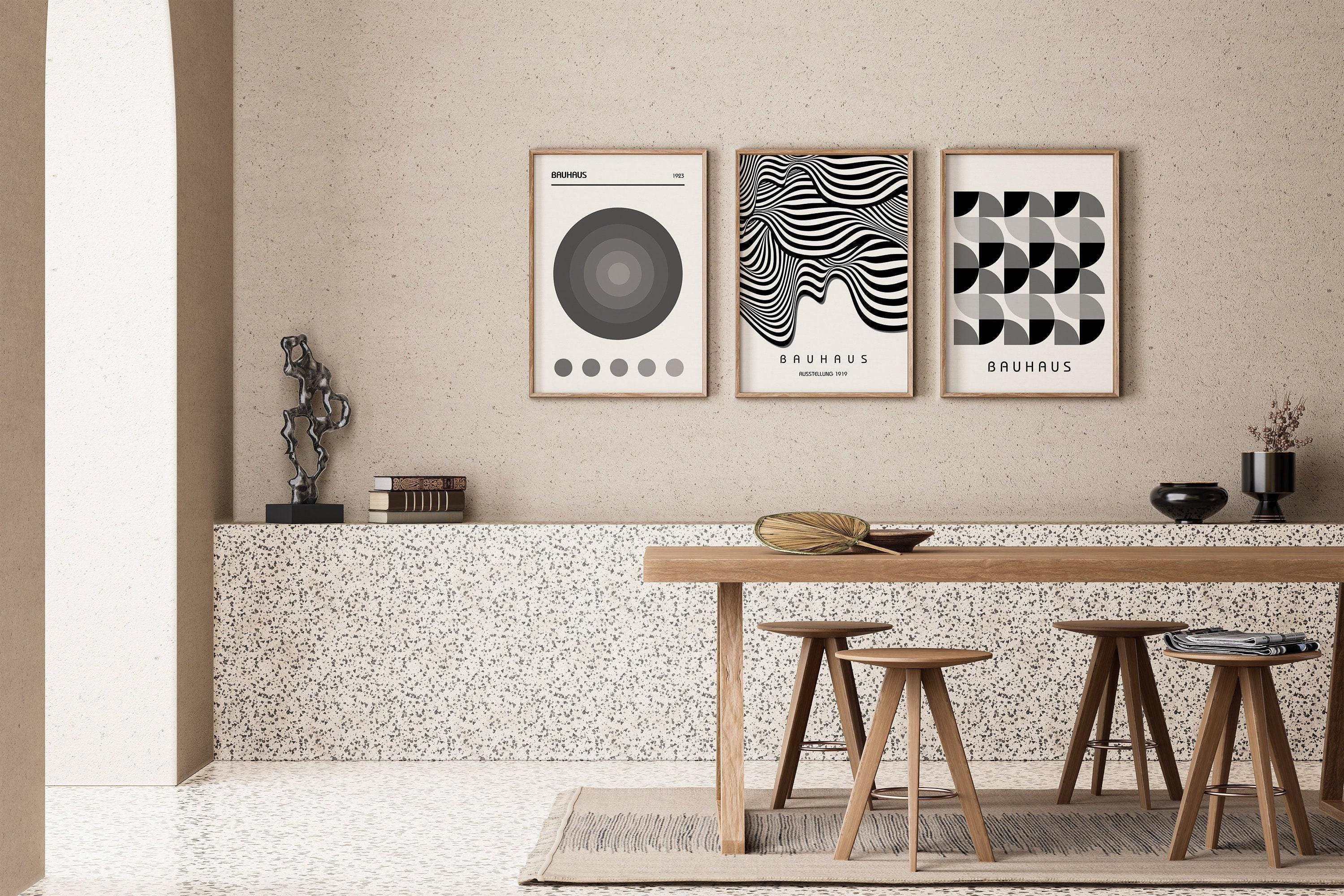 STATEMENT TRIO Neutral Bauhaus | Mid - century Modern Art Available framed or unframed - 9ArtPrints
