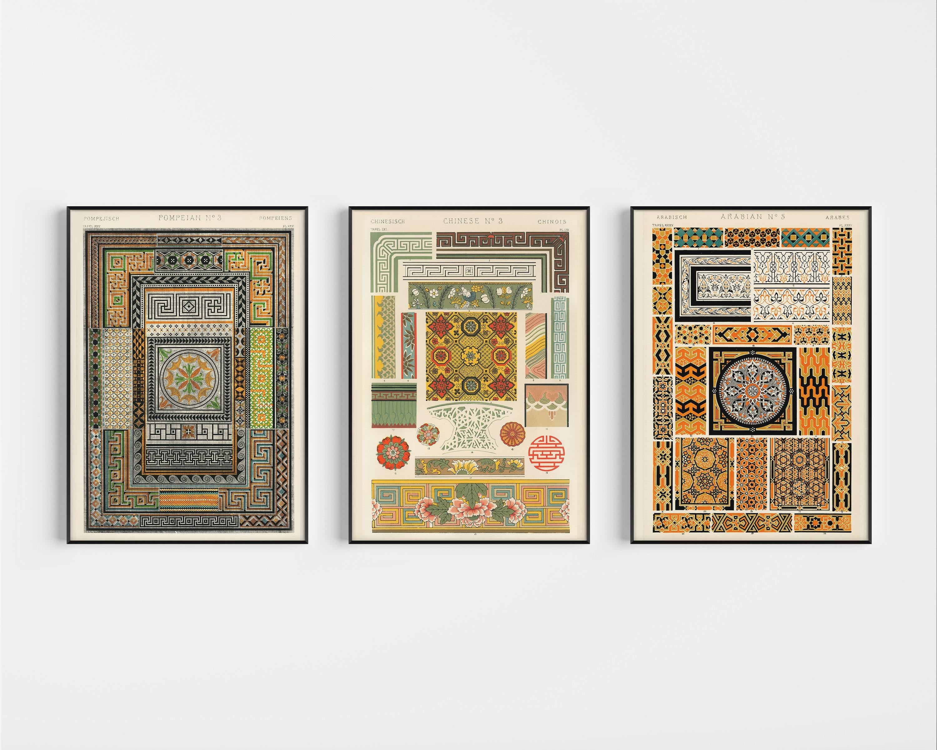 STATEMENT TRIO Owen Jones | Pompeian, Arabian and Chinese Vintage Patterns available framed - 9ArtPrints