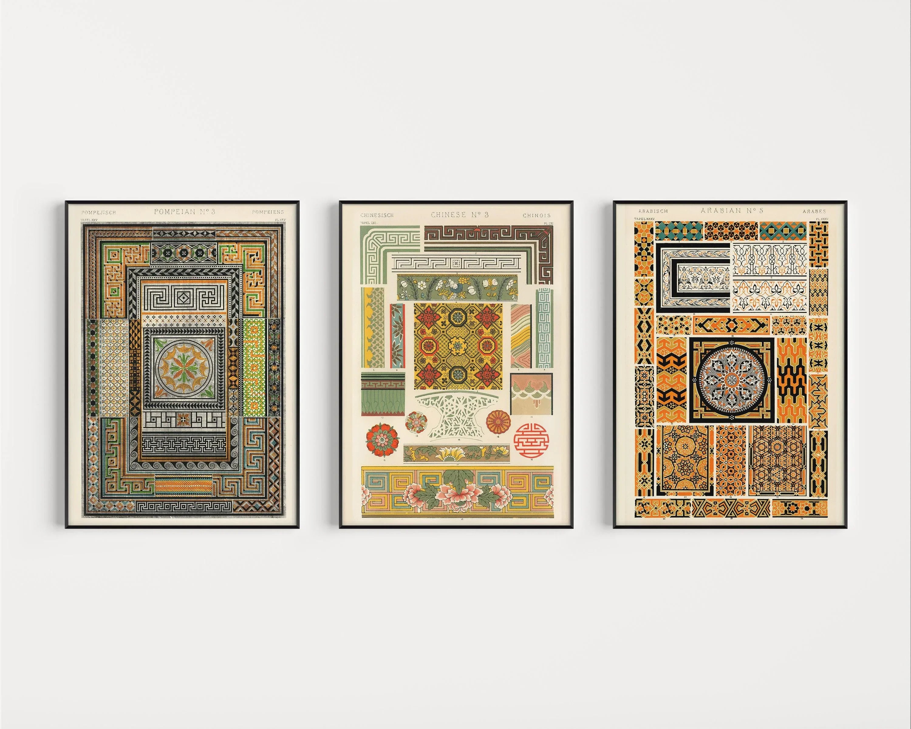 STATEMENT TRIO Owen Jones | Pompeian, Arabian and Chinese Vintage Patterns available framed - 9ArtPrints