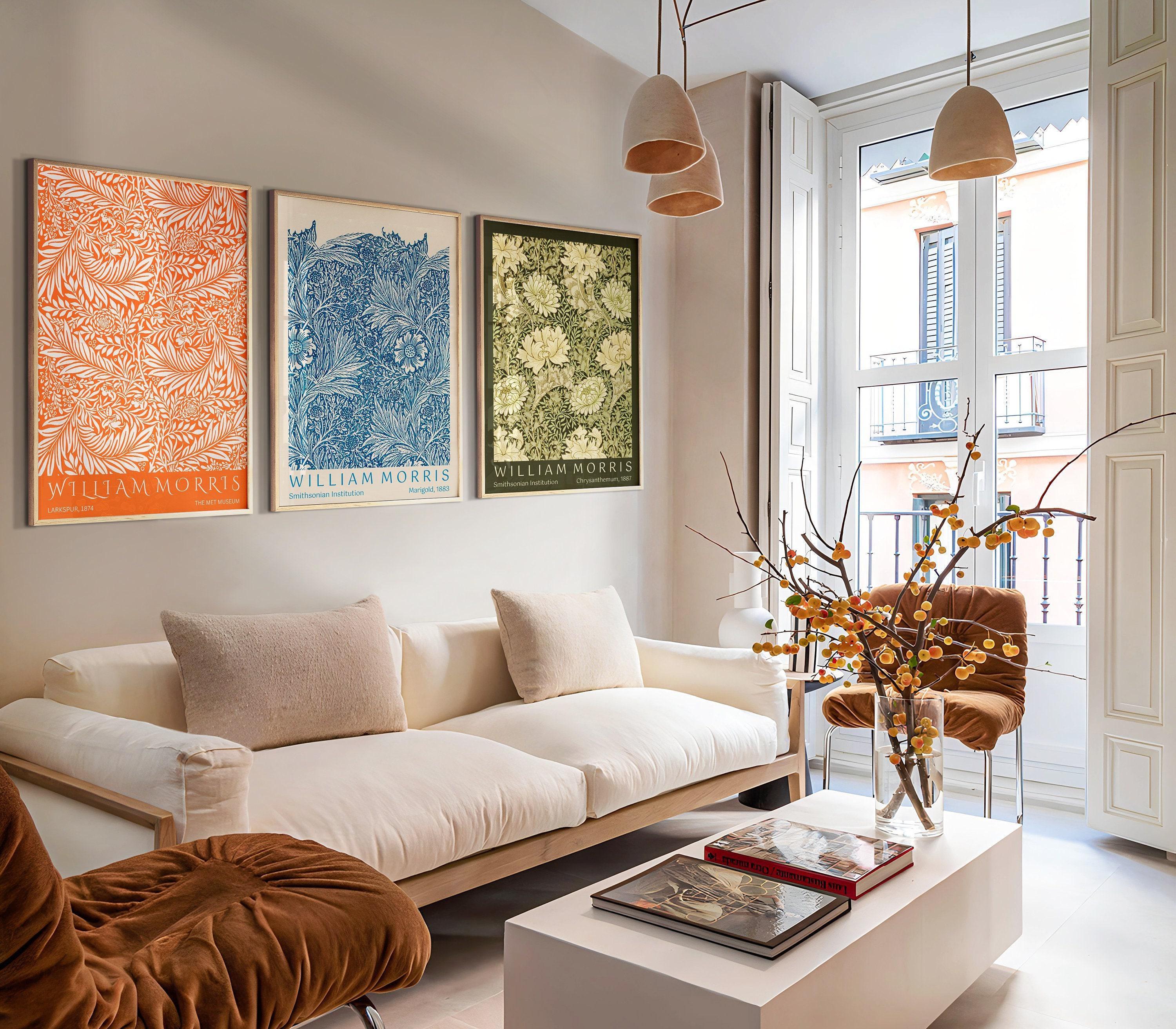 STATEMENT TRIO William Morris | Orange Blue Green Museum Exhibition Art Nouveau Posters Available framed or unframed - 9ArtPrints