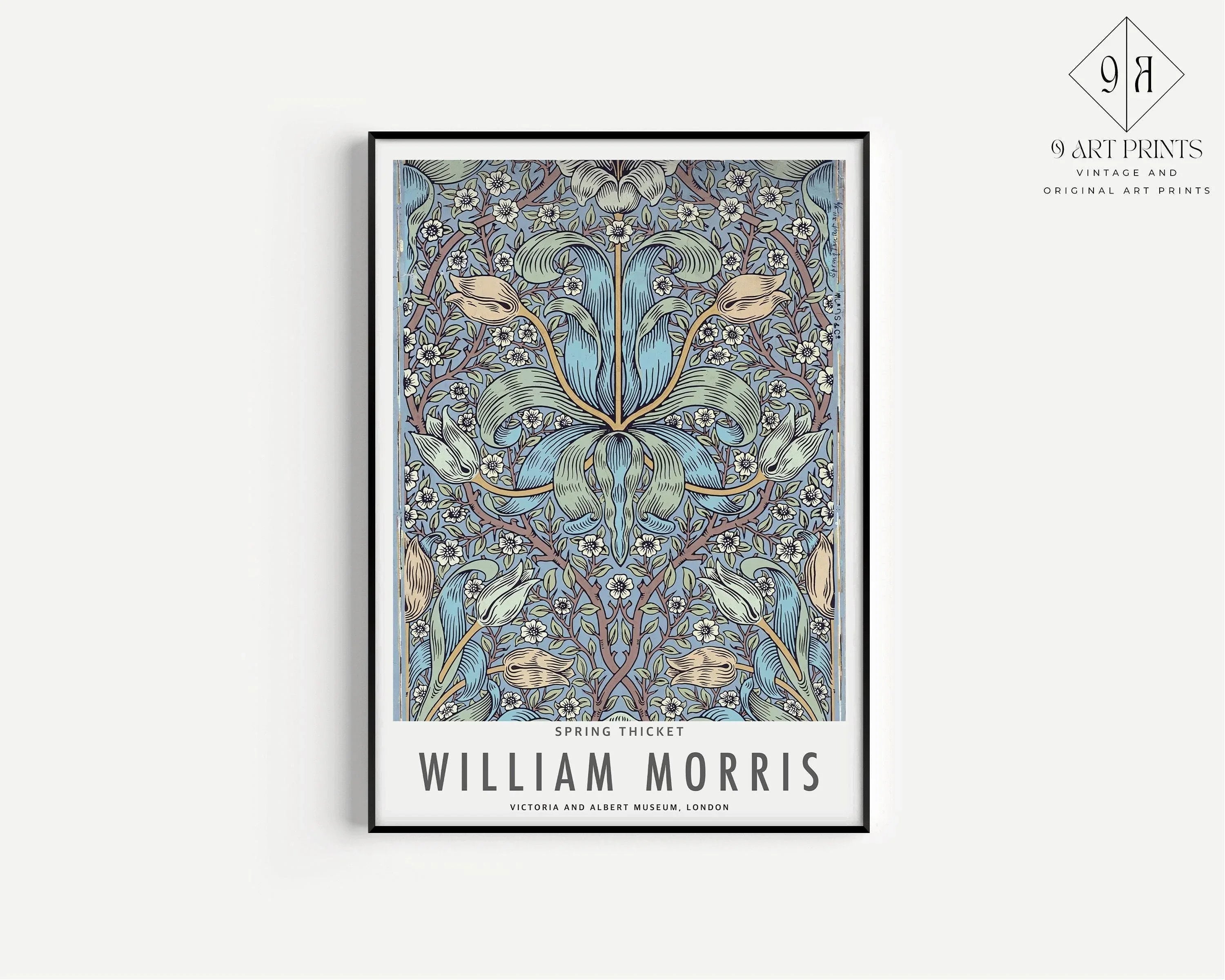 STATEMENT TRIO William Morris | Orange Blue Peach | Vintage Botanical Art Available framed or unframed - 9ArtPrints