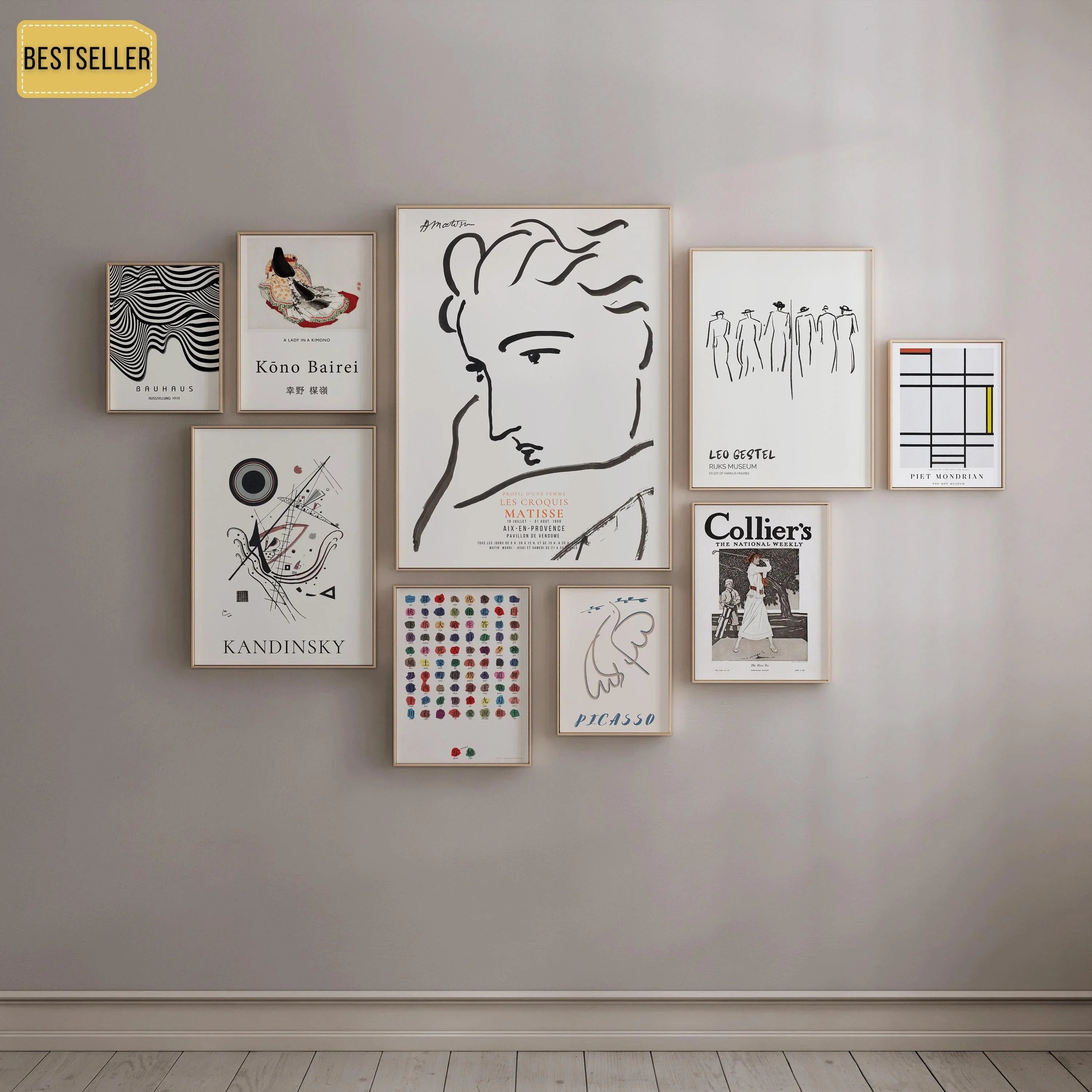 STATEMENT WALL | Neutral White Matisse, Leo Gestel, Picasso, Mondrian, Kandinsky