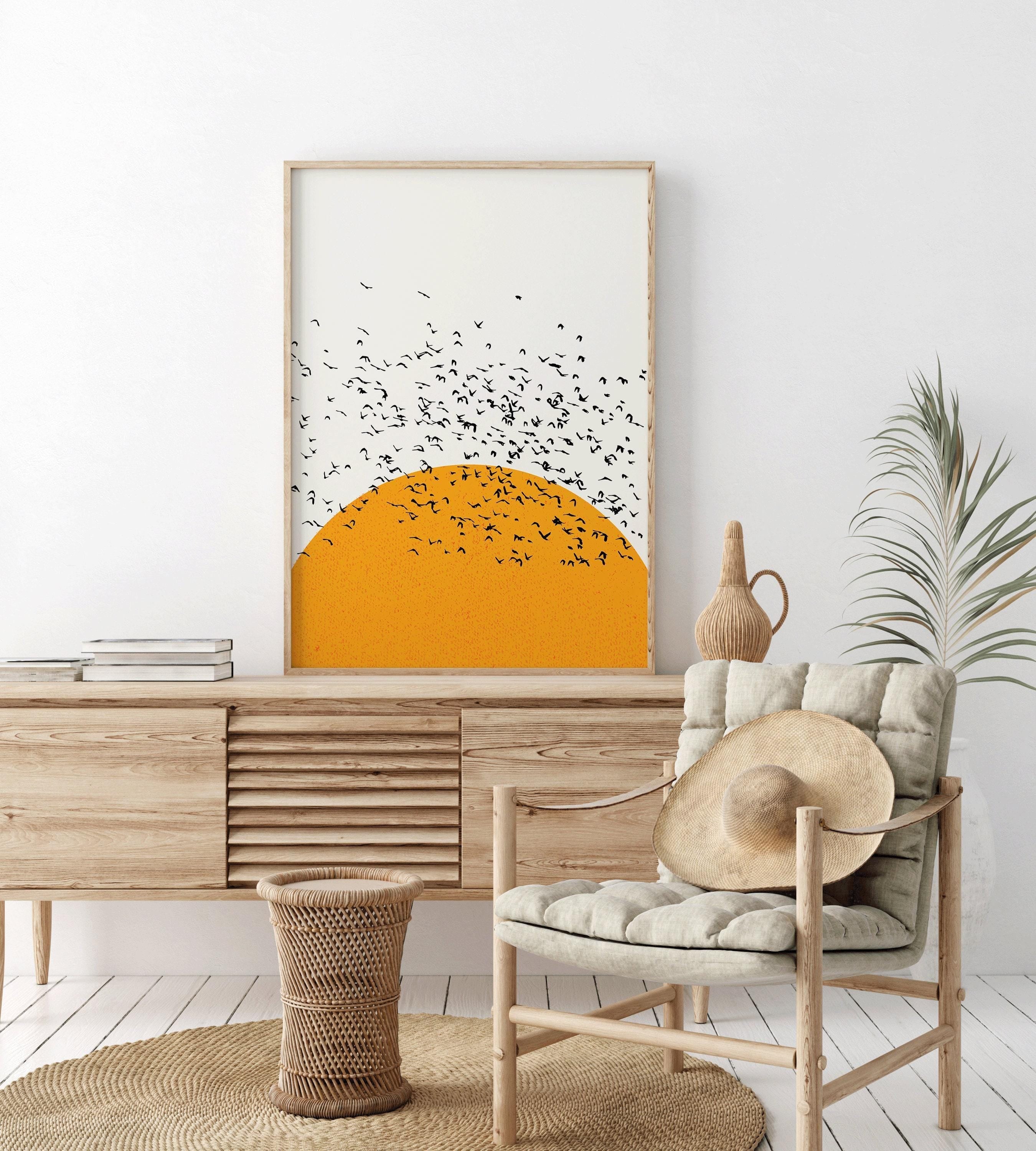 Sunset and Birds PRINT - Retro Minimalist Poster