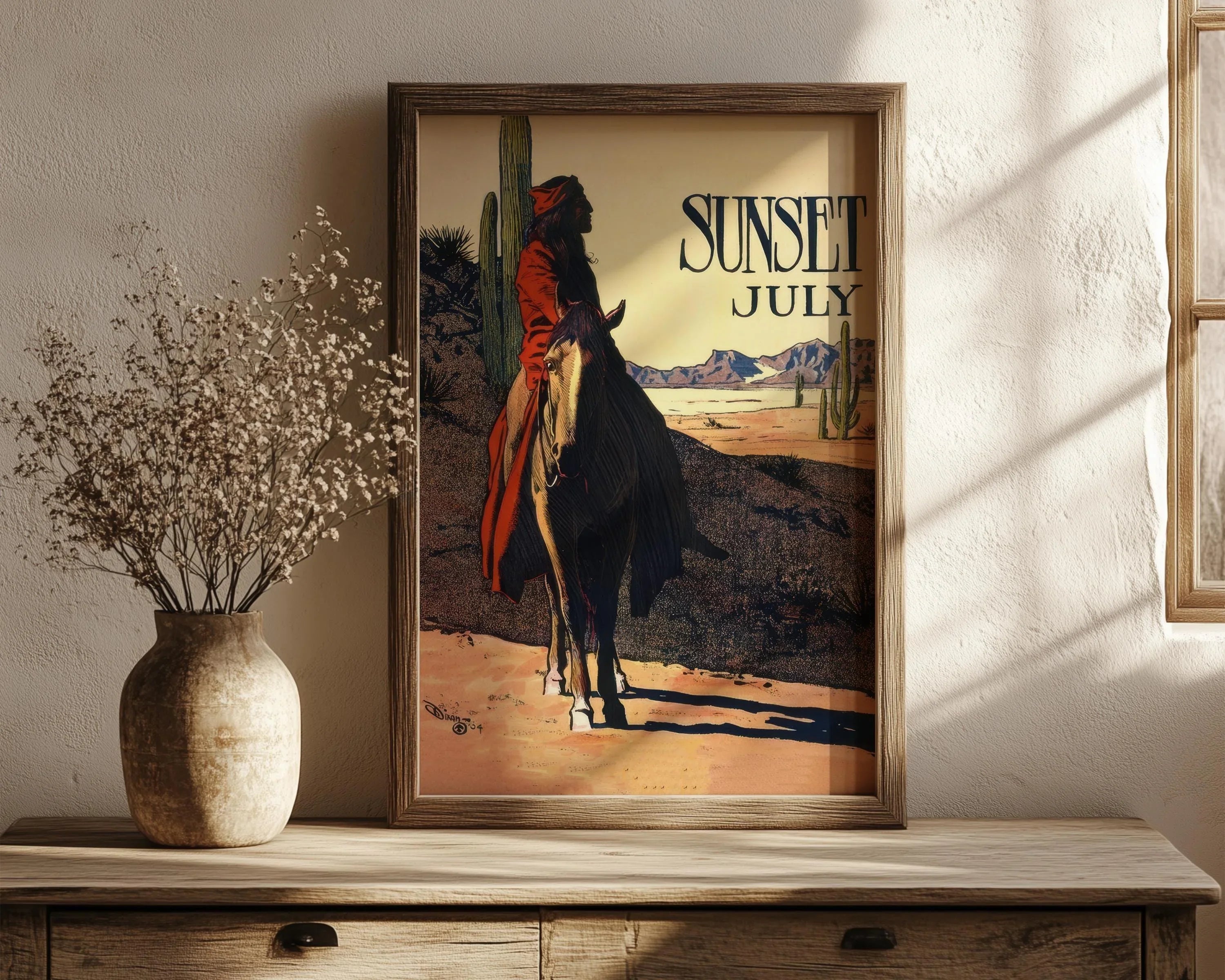 Sunset Magazine - July 1904 | An Incredible Vintage Cover by Maynard Dixon Featuring the American West (Giclee Print Handframed or Unframed) - 9ArtPrints