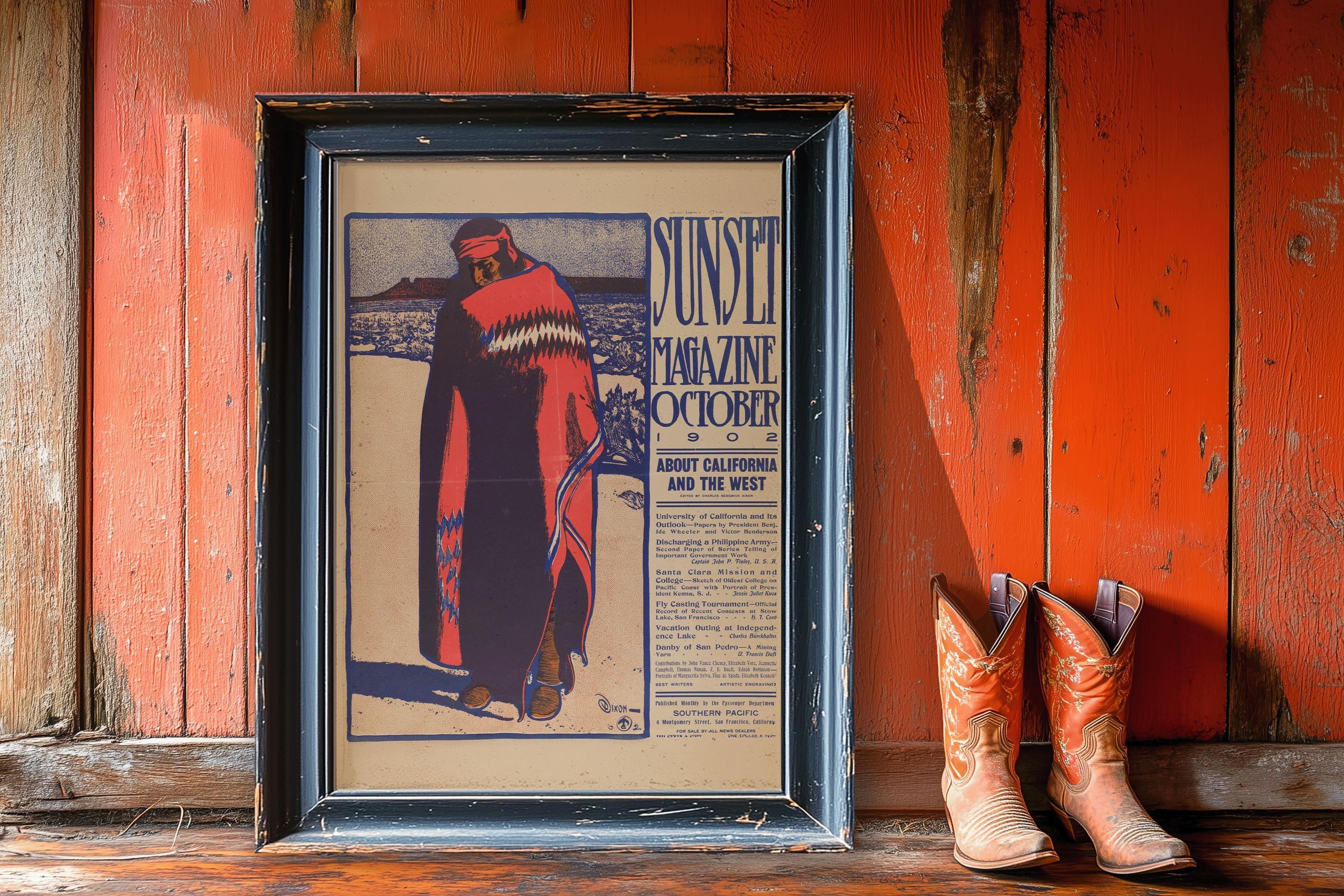 Sunset Magazine - October 1902 | Striking Vintage Cover by Maynard Dixon Featuring the American West (Giclee Print, Handframed or Unframed) - 9ArtPrints