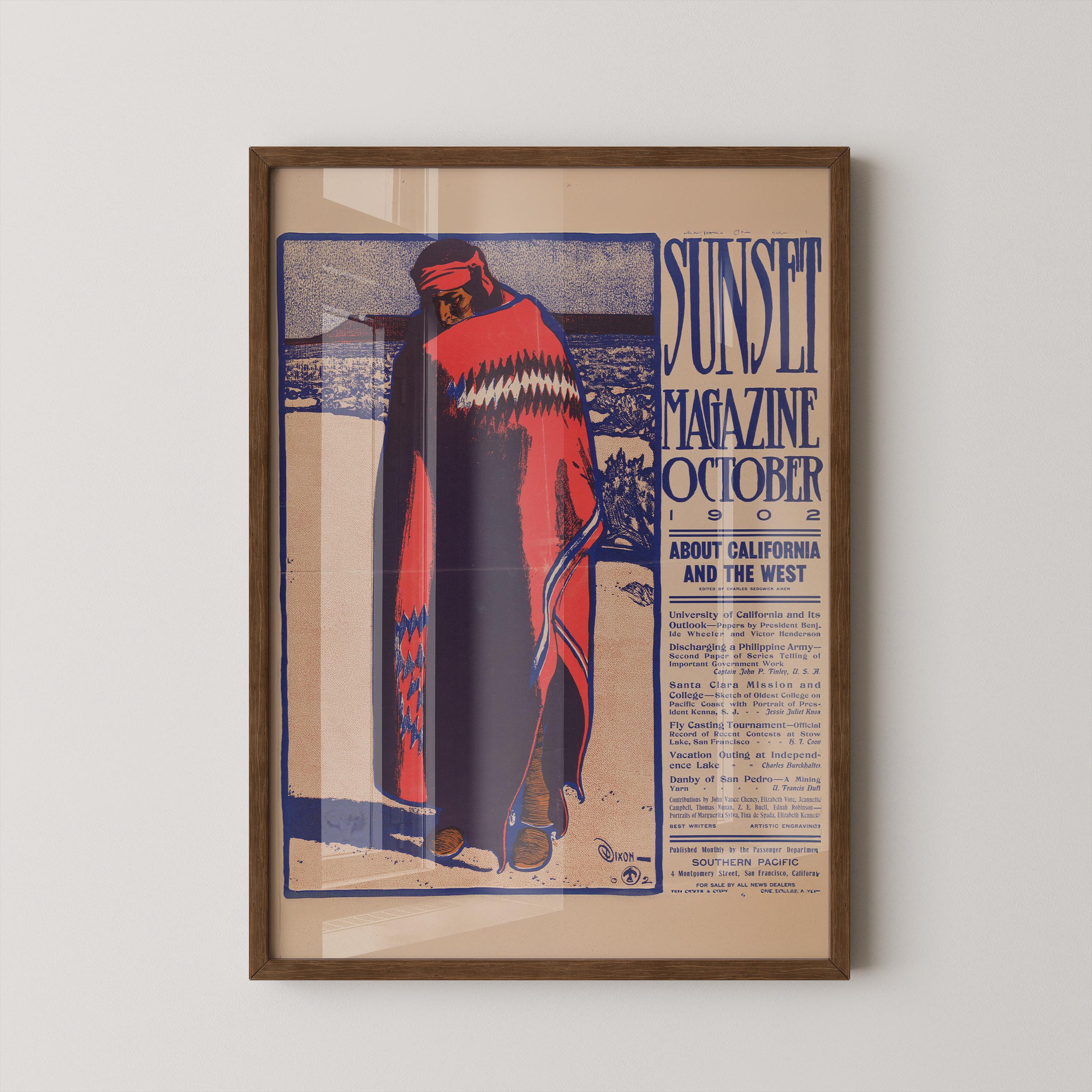 Sunset Magazine - October 1902 | Striking Vintage Cover by Maynard Dixon Featuring the American West (Giclee Print, Handframed or Unframed) - 9ArtPrints