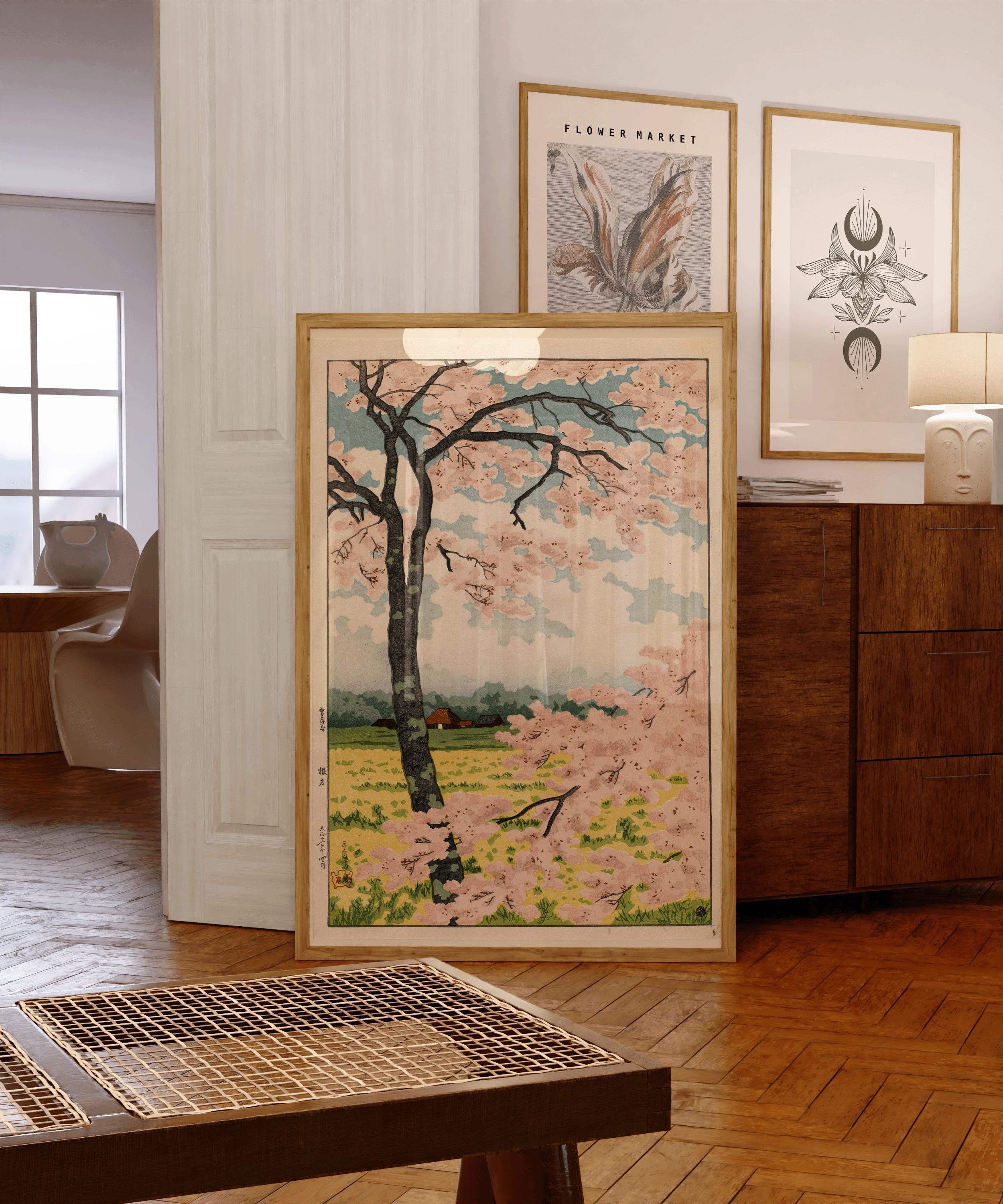 Takahashi Shotei - Nekata | PRINT | Gorgeous and Tranquil Vintage Japanese Cherry Blossoms Woodblock Art (available framed) - 9ArtPrints