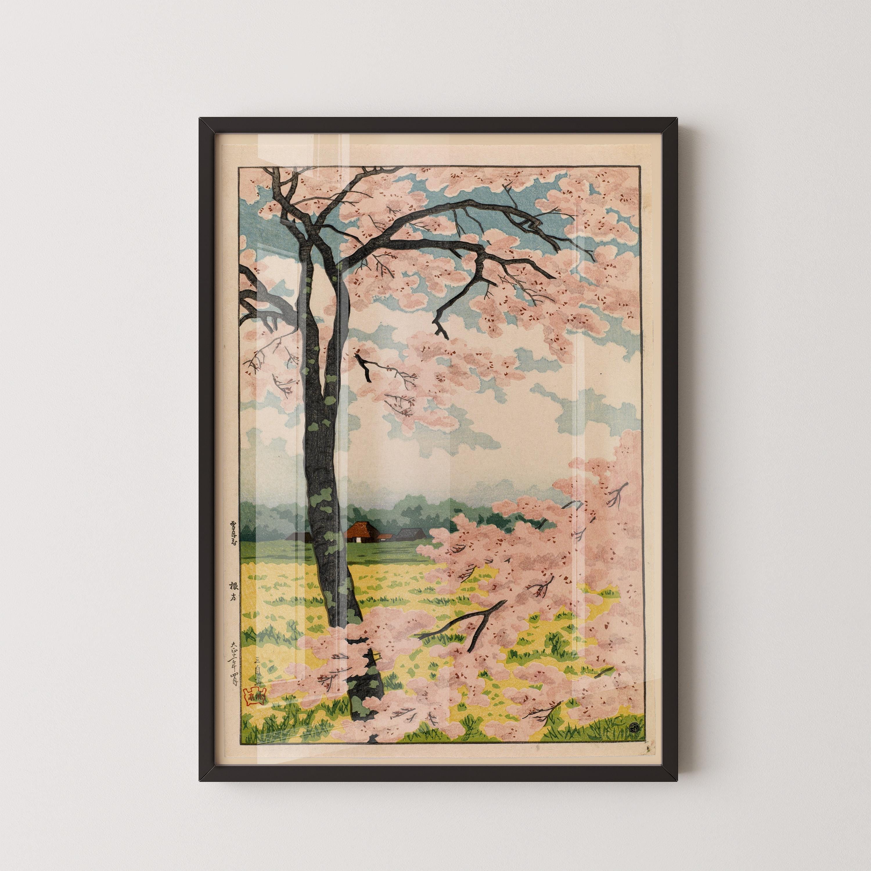 Takahashi Shotei - Nekata | PRINT | Gorgeous and Tranquil Vintage Japanese Cherry Blossoms Woodblock Art (available framed) - 9ArtPrints