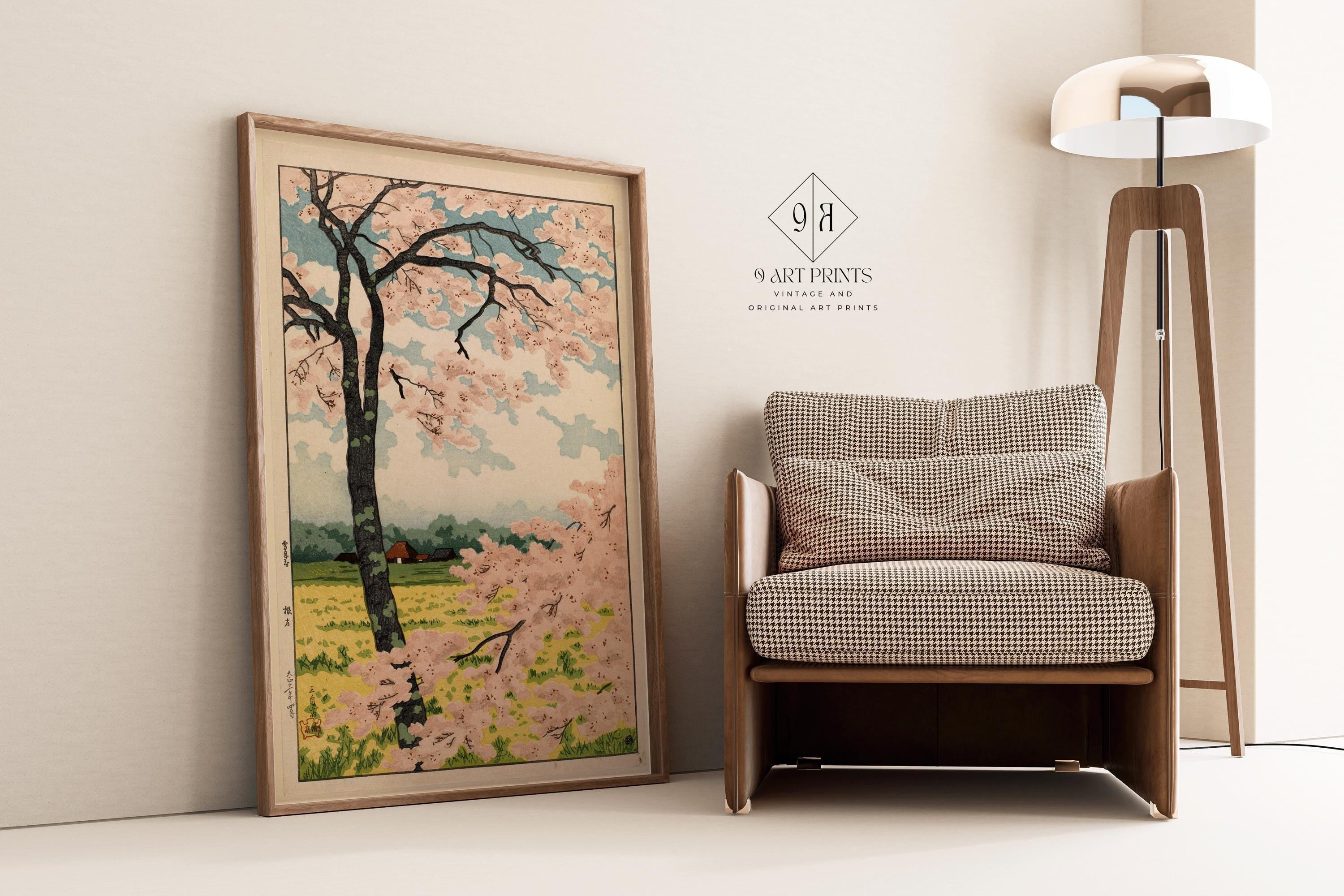 Takahashi Shotei - Nekata | PRINT | Gorgeous and Tranquil Vintage Japanese Cherry Blossoms Woodblock Art (available framed) - 9ArtPrints