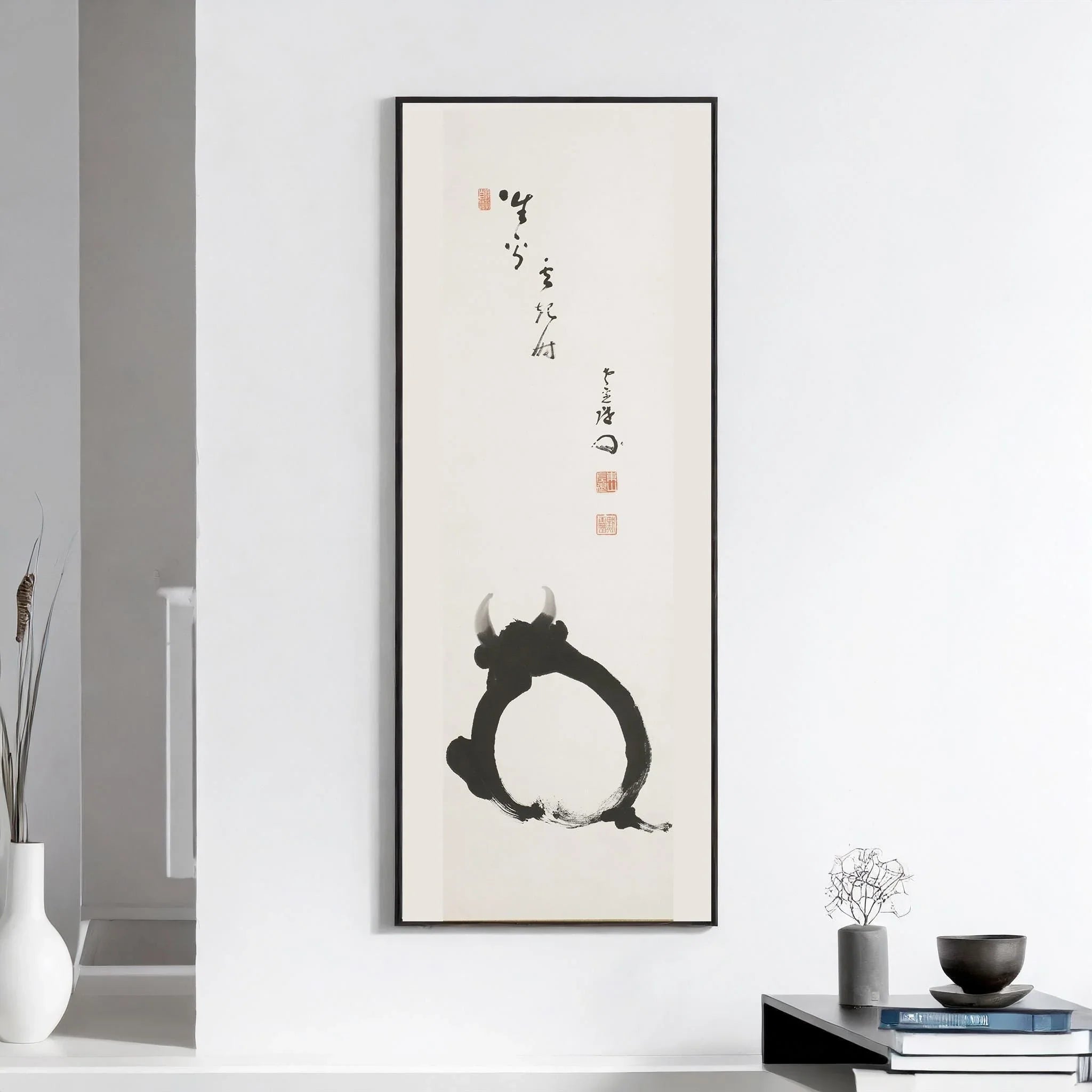 Takeda Mokurai - White Ox in the Open Air | PRINT | A Stunning Work of Japanese Zen Calligraphy Available framed 3x1 - 9ArtPrints