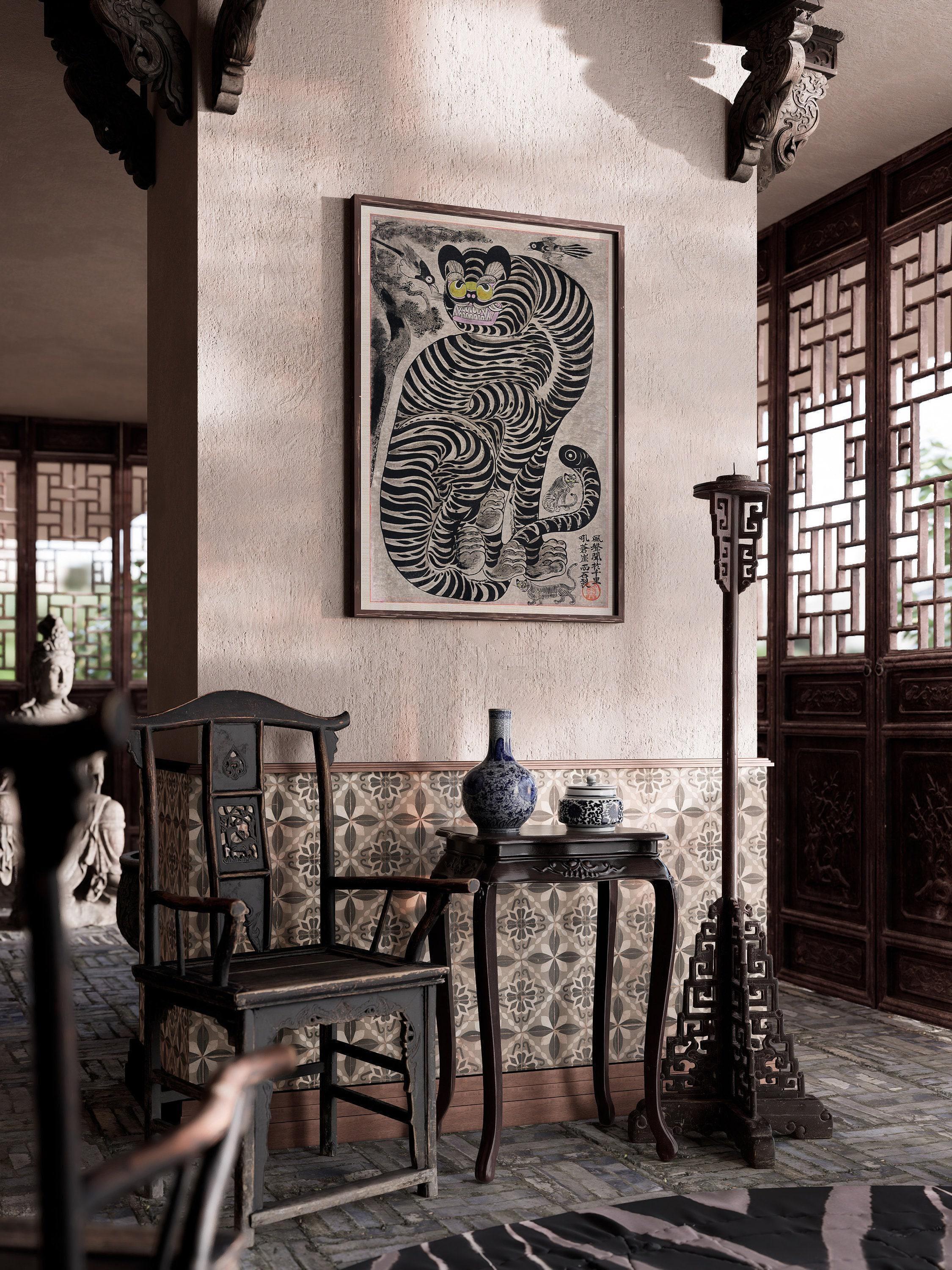 Talismanic Tiger Vintage Japanese Woodblock Art Print: Giclee Print - 9ArtPrints