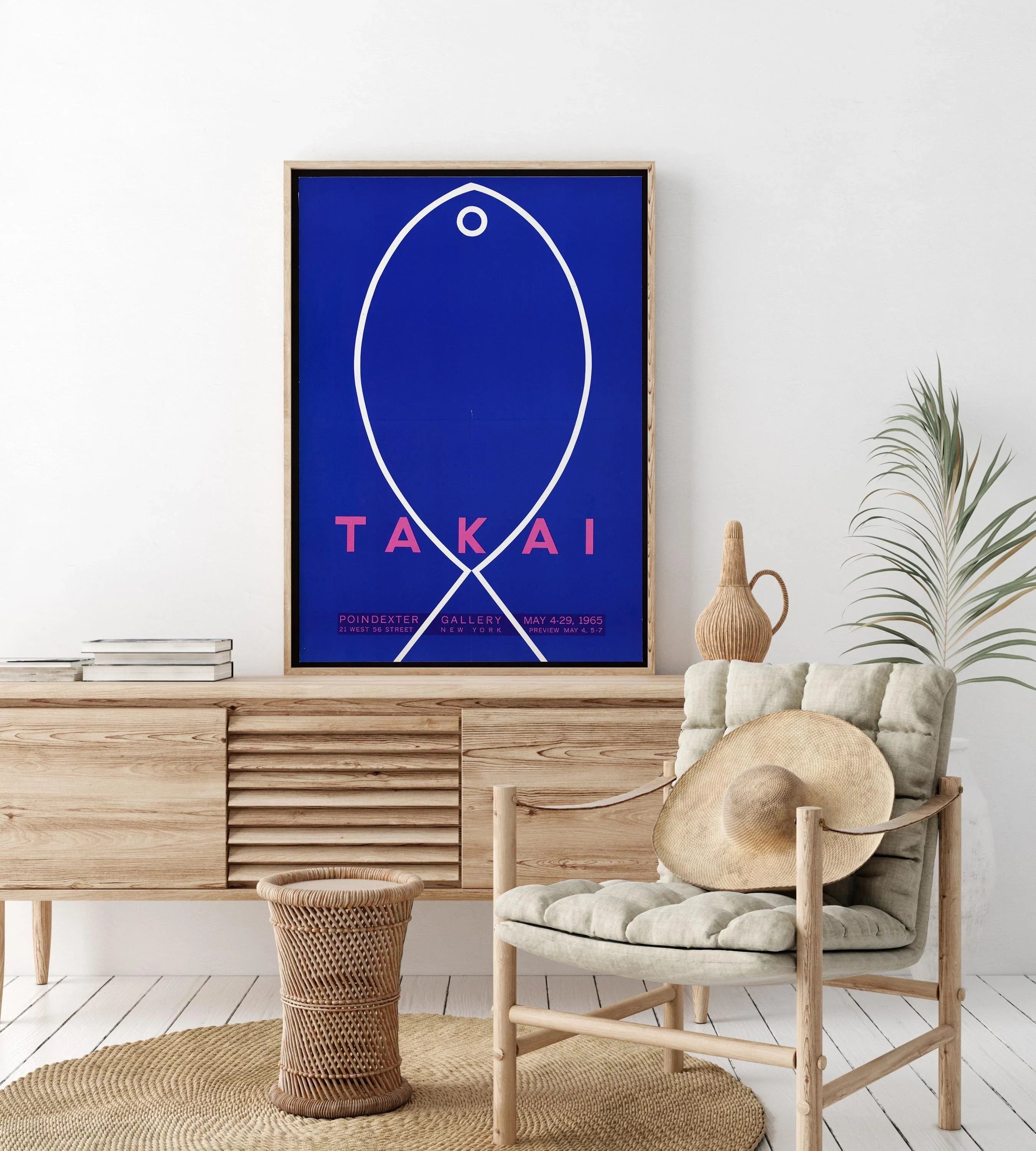 Teiji Takai - Fish | Vintage Minimalist Japanese Poster in Blue Available handframed or unframed - 9ArtPrints