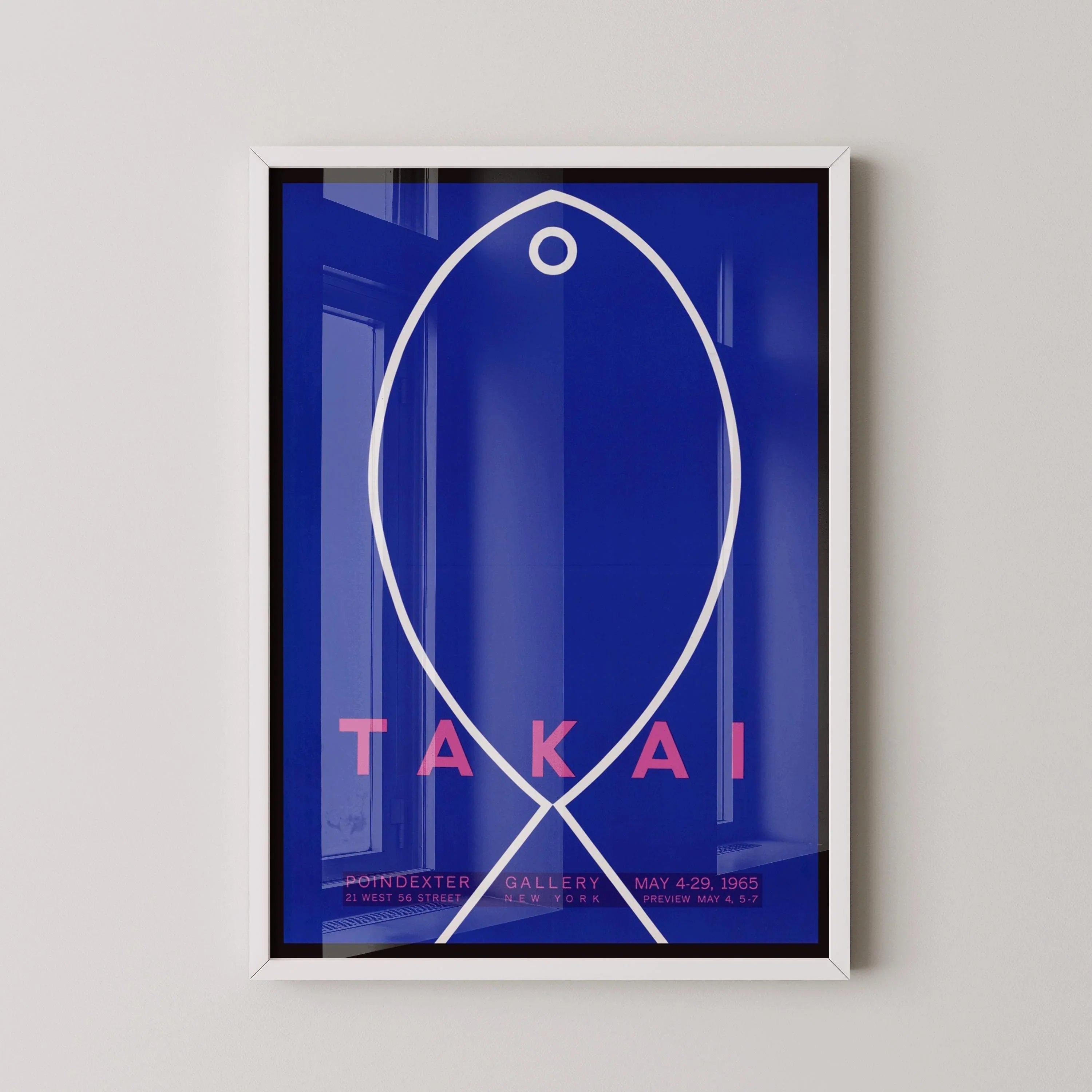 Teiji Takai - Fish | Vintage Minimalist Japanese Poster in Blue Available handframed or unframed - 9ArtPrints