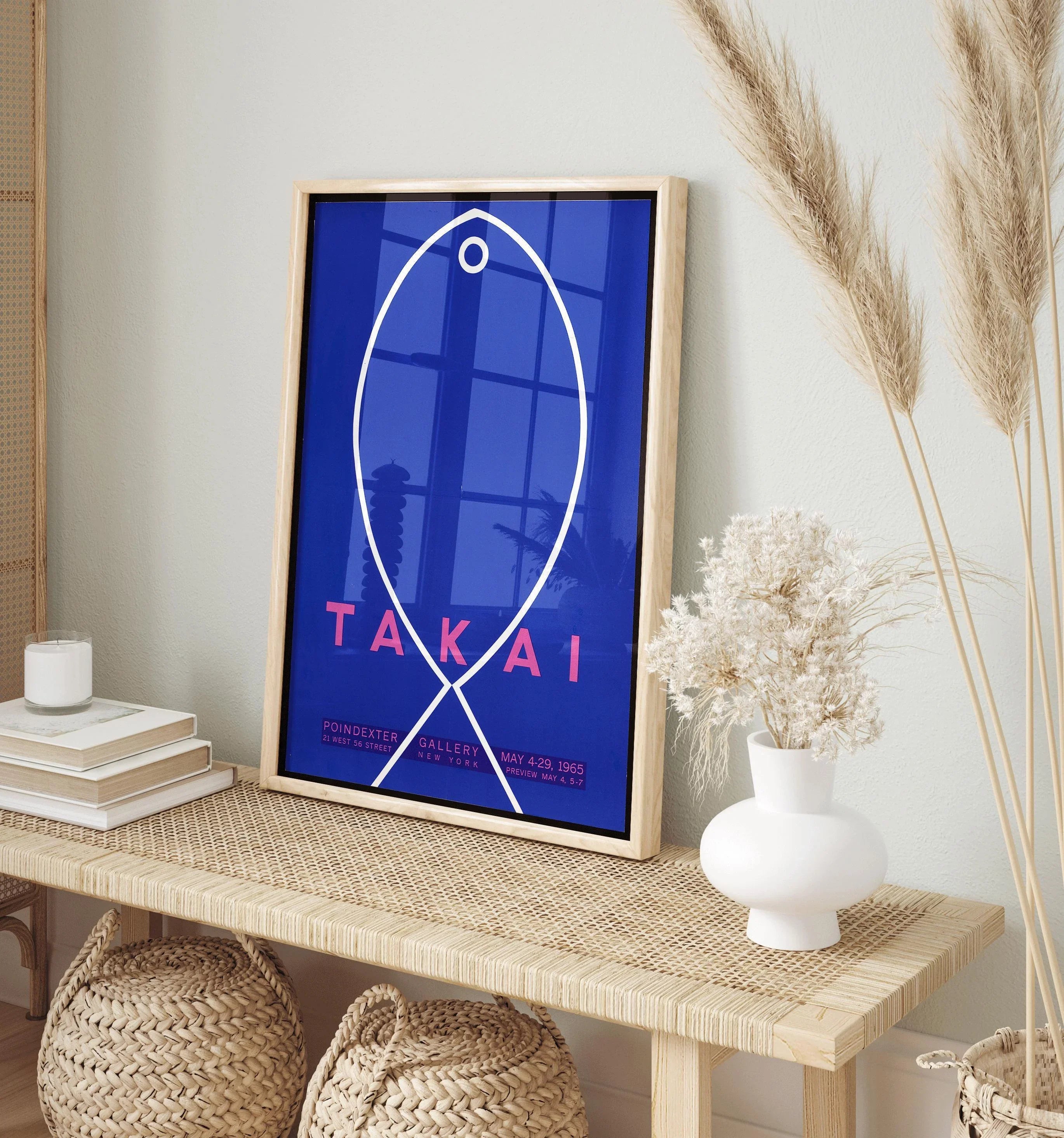 Teiji Takai - Fish | Vintage Minimalist Japanese Poster in Blue Available handframed or unframed - 9ArtPrints
