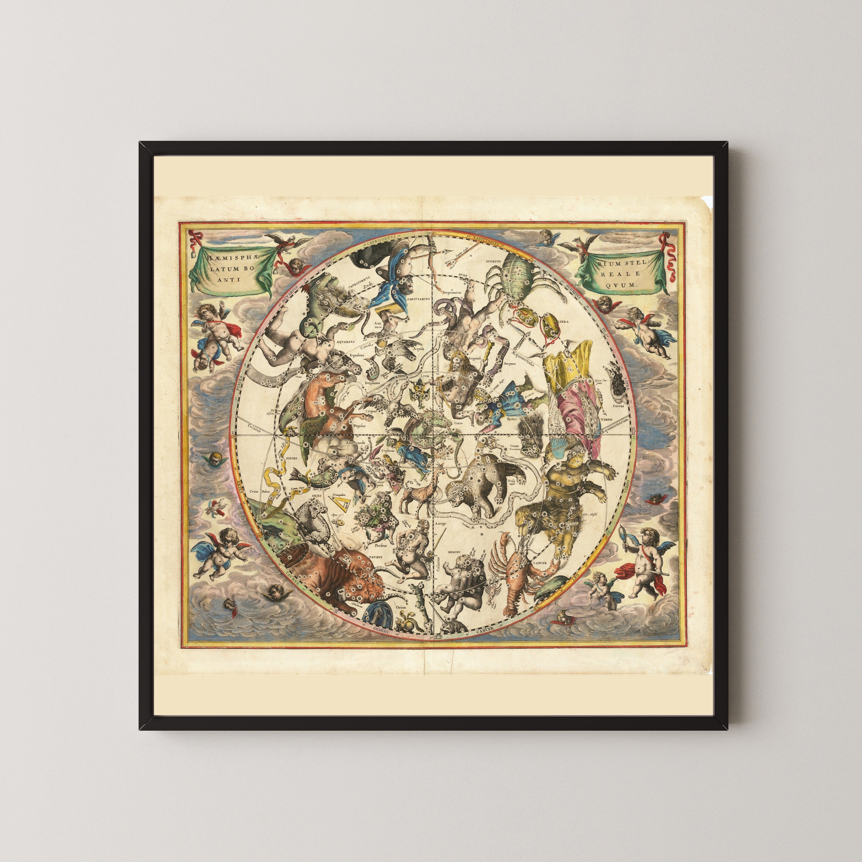 Andreas Cellarius — The Ancient Northern Starry Hemisphere (Plate 24, Green Colouring) | Celestial Map Print