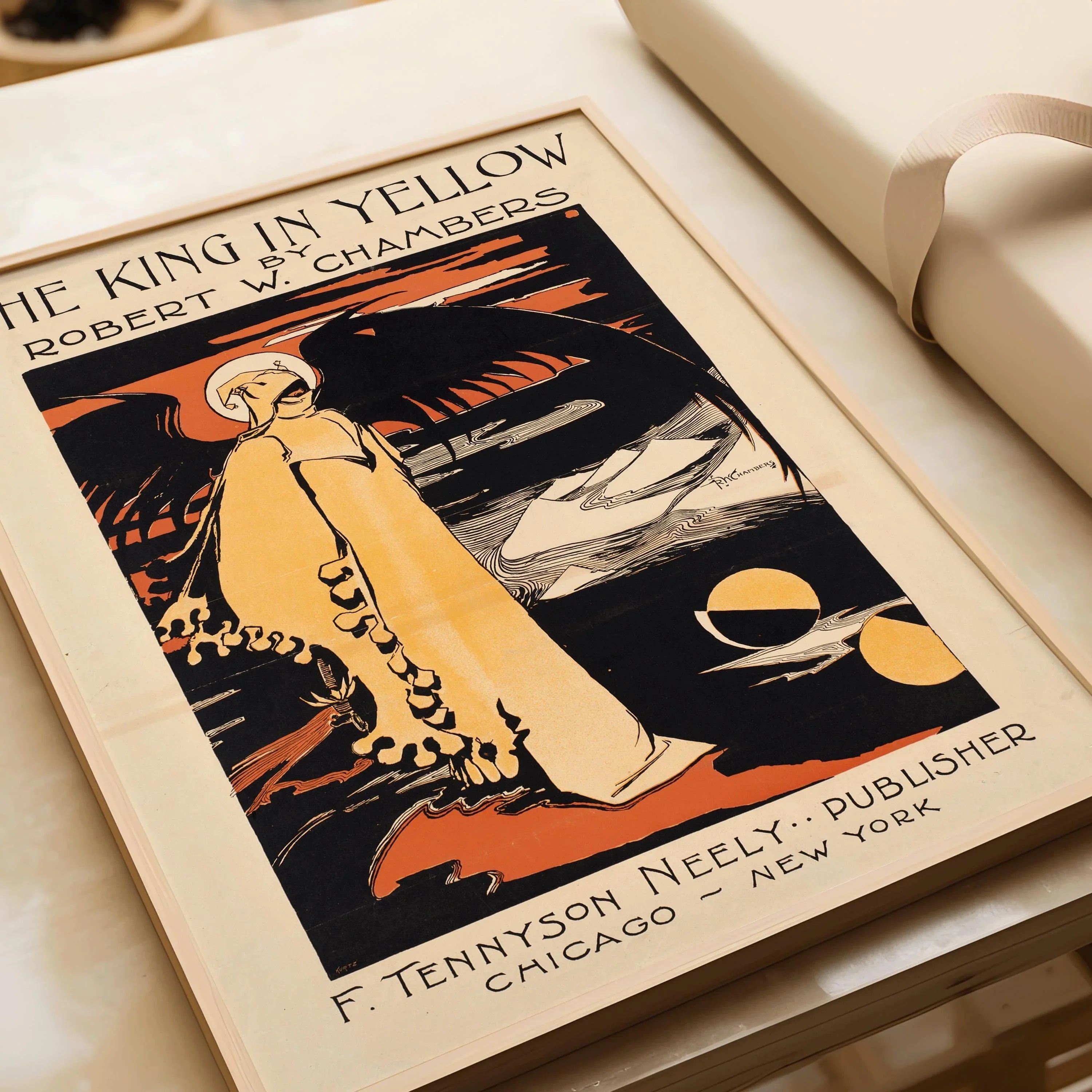 The King in Yellow Poster | Art Nouveau Gothic Horror Print | Vintage Book Cover | Dark Academia Wall Decor available handframed or unframed - 9ArtPrints