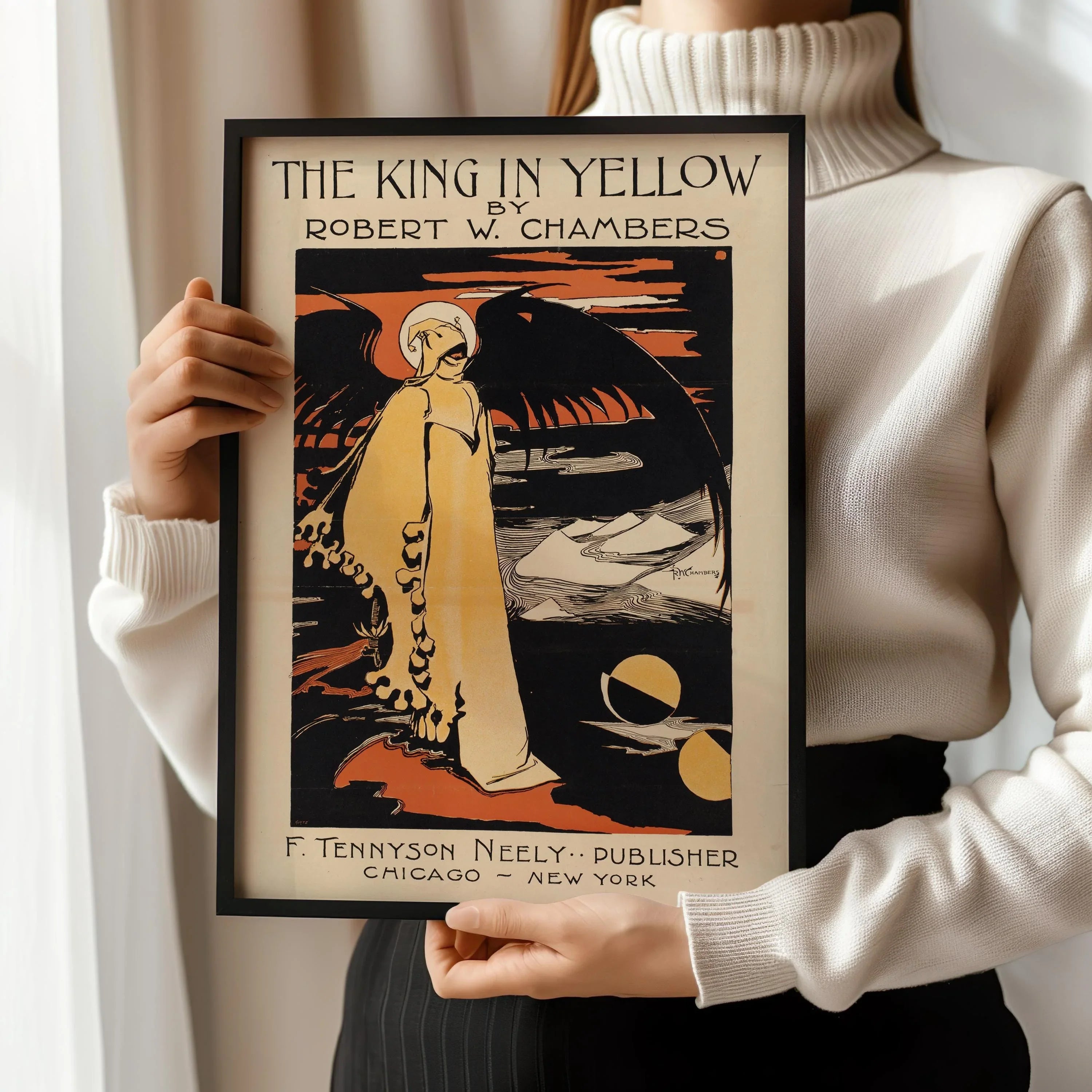 The King in Yellow Poster | Art Nouveau Gothic Horror Print | Vintage Book Cover | Dark Academia Wall Decor available handframed or unframed - 9ArtPrints