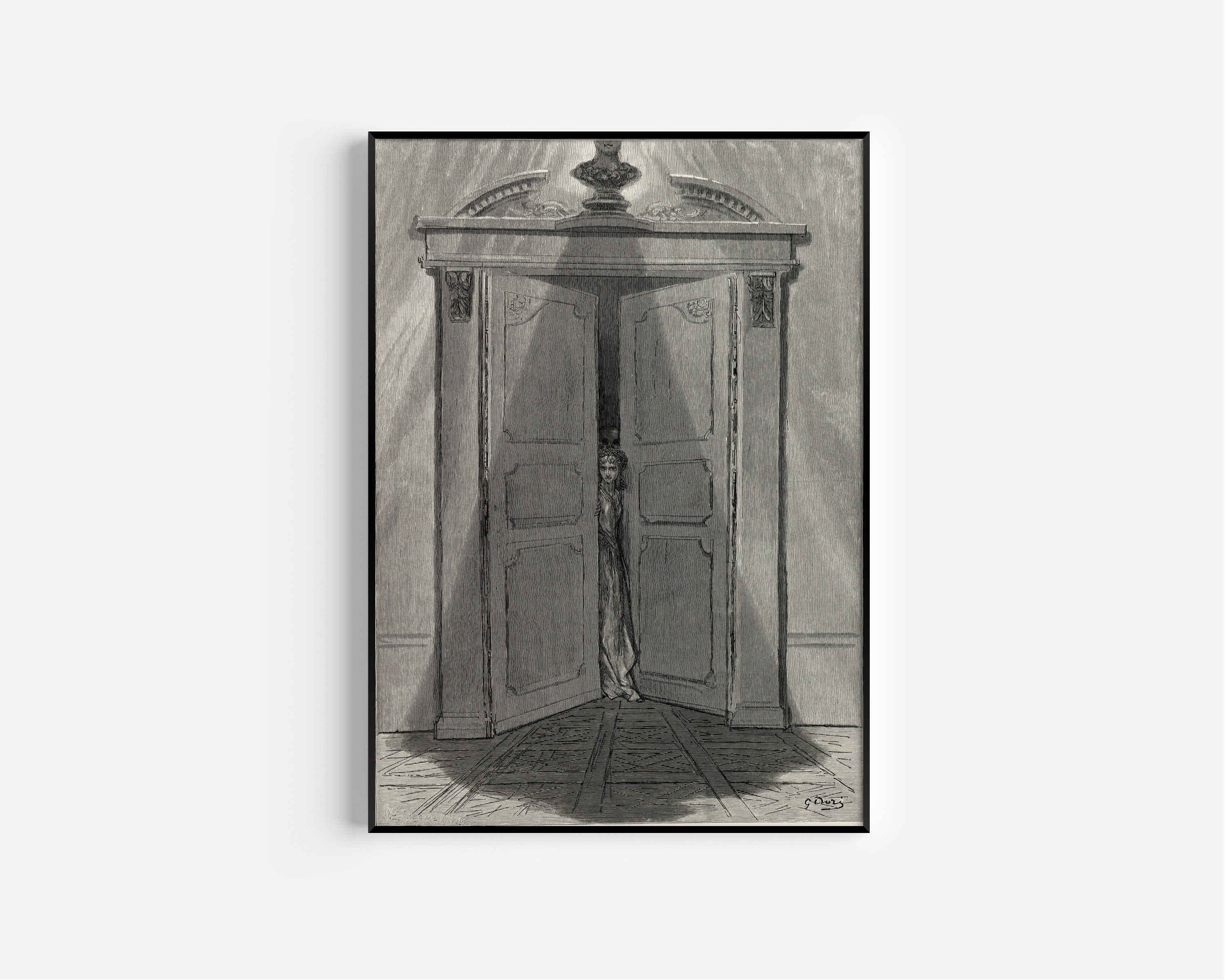 Gustave Doré — Some late visiter entreating entrance at my chamber door | Gothic Illustration Print