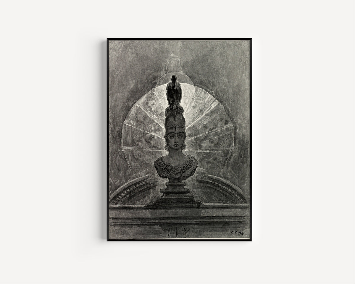 Gustave Doré — Perched upon a bust of Pallas | Gothic Illustration Print