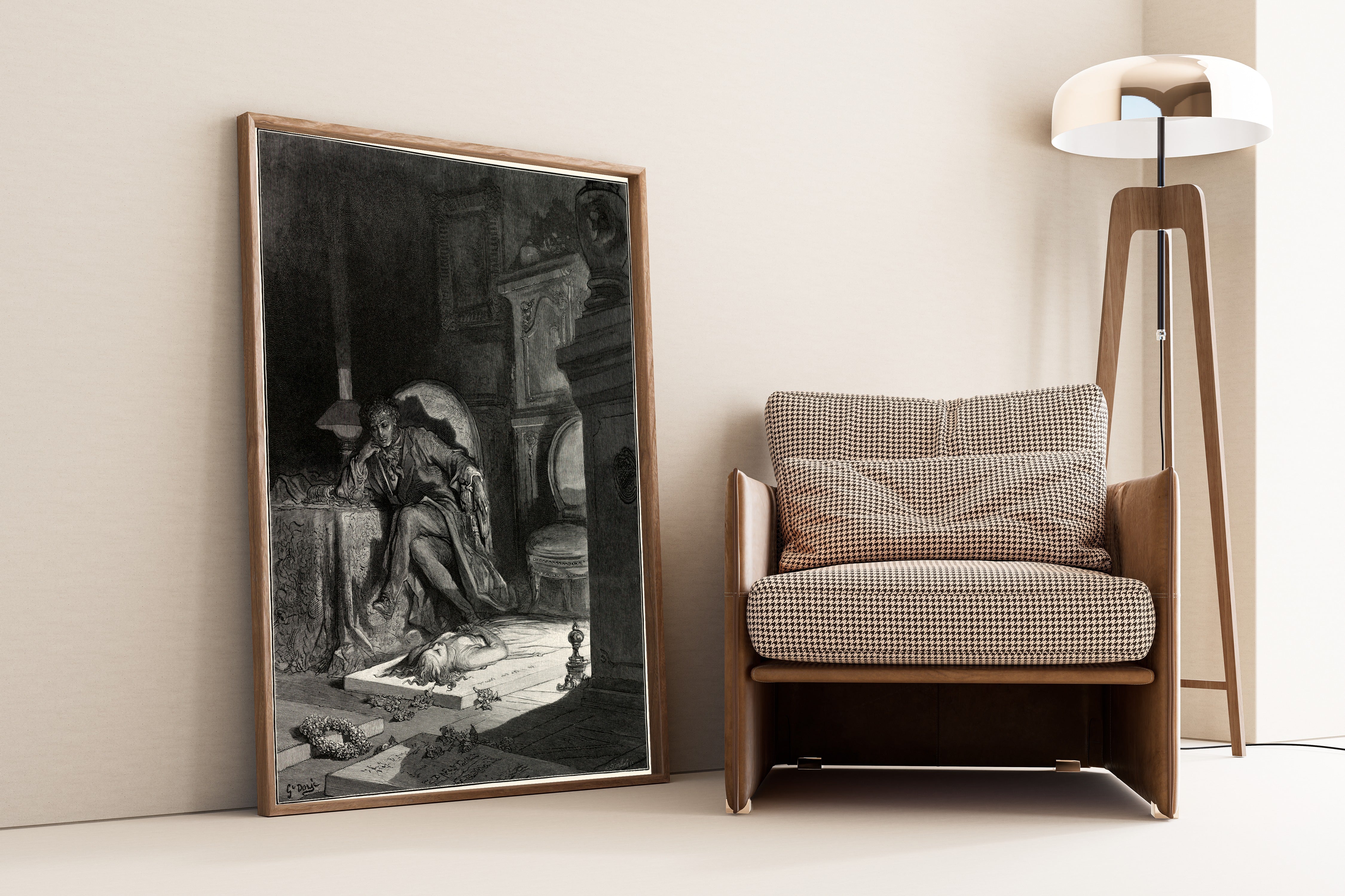 Gustave Doré — Upon the velvet sinking | Gothic Illustration Print