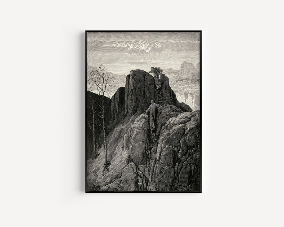 Gustave Doré — Purgatorio, Canto IV: The Ground Ask'd Help of Hands and Feet | Dante Illustration Print