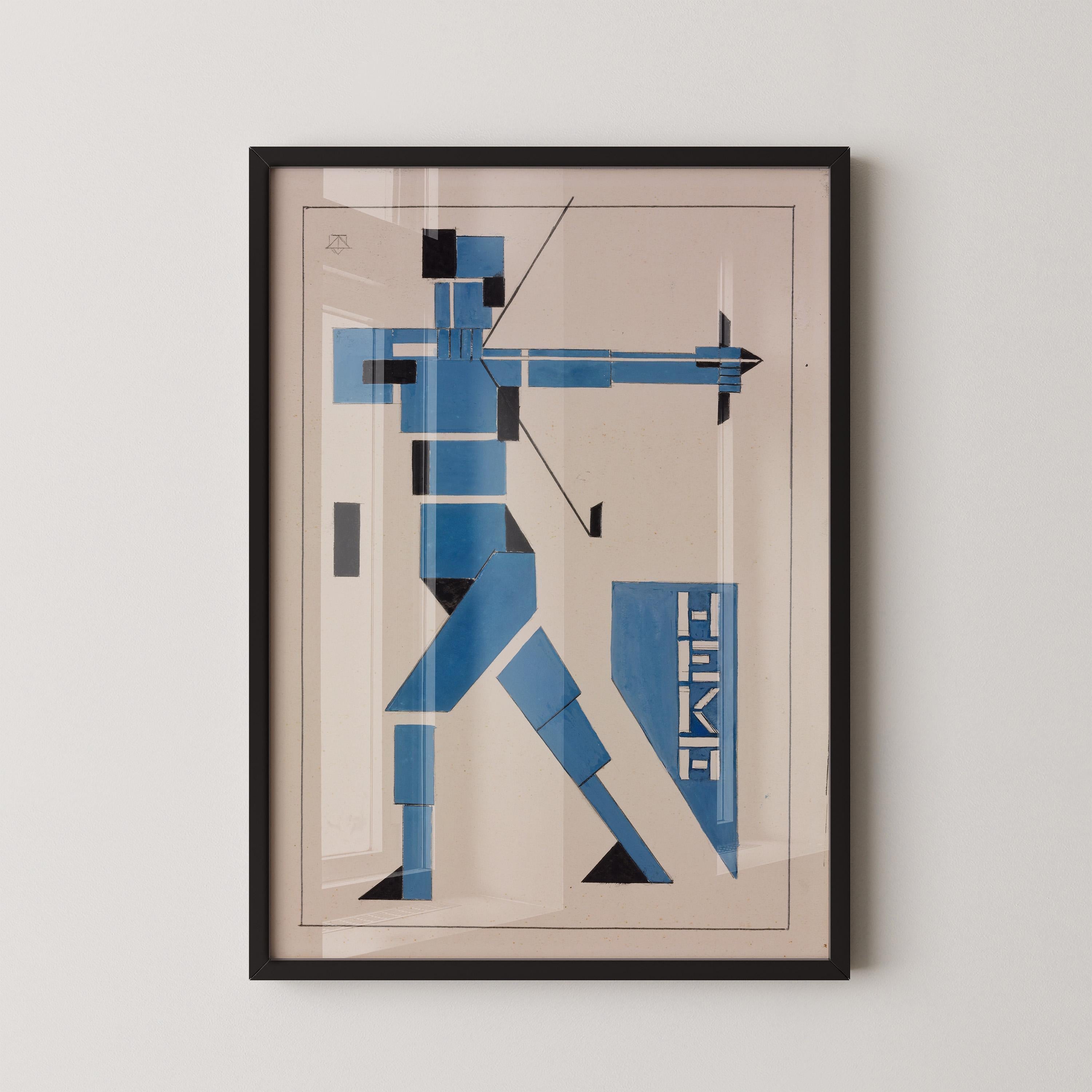 Theo van Doesburg Bauhaus Vintage Poster in Blue - Heka PRINT | Mid - Century Modern Art Print