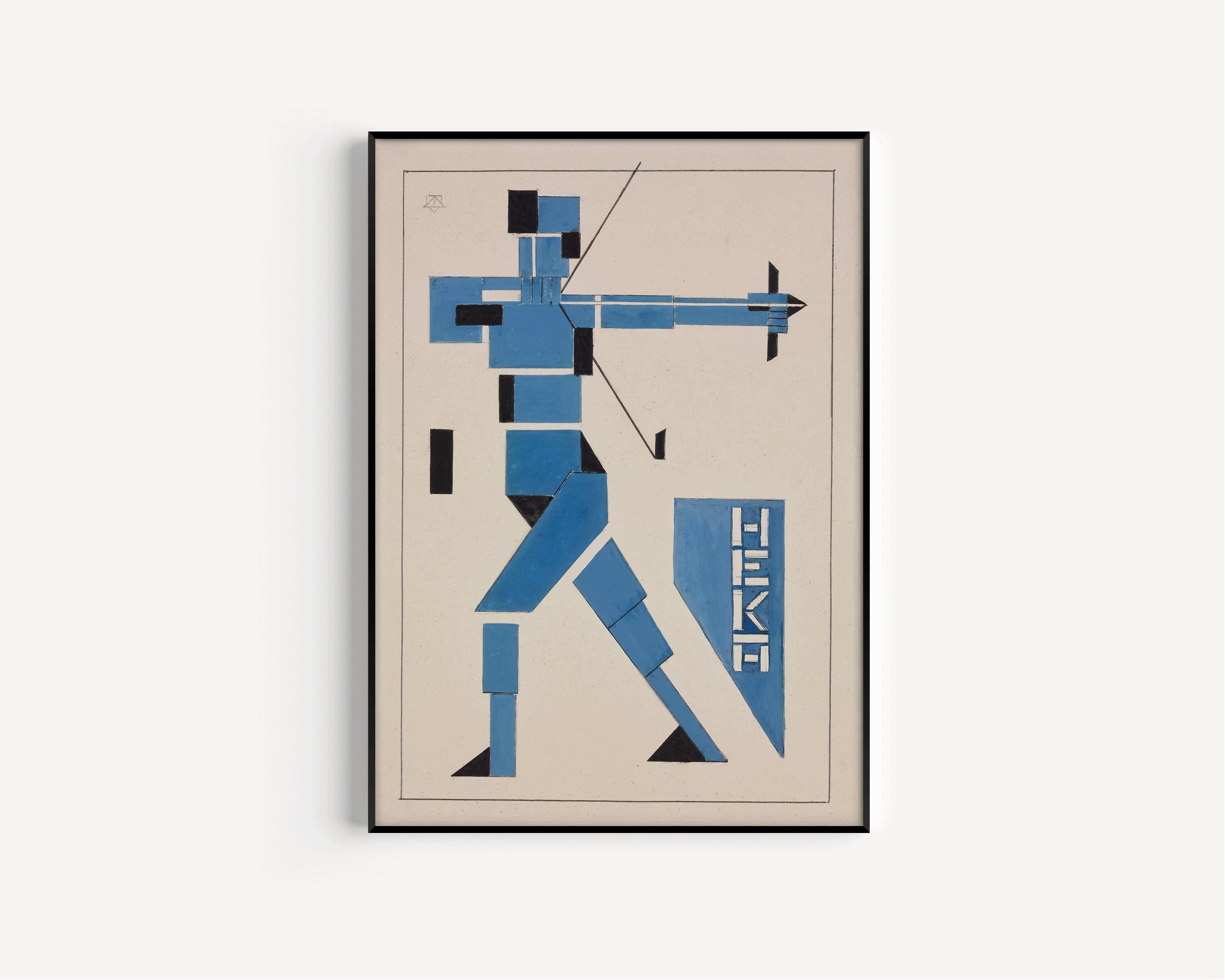 Theo van Doesburg Bauhaus Vintage Poster in Blue - Heka PRINT | Mid - Century Modern Art Print