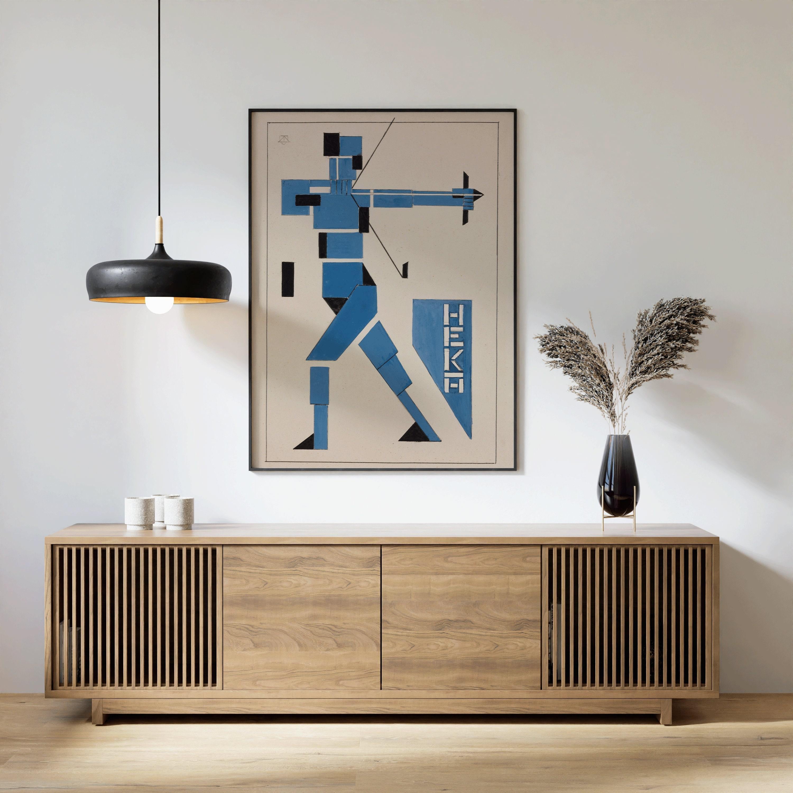 Theo van Doesburg Bauhaus Vintage Poster in Blue - Heka PRINT | Mid - Century Modern Art Print