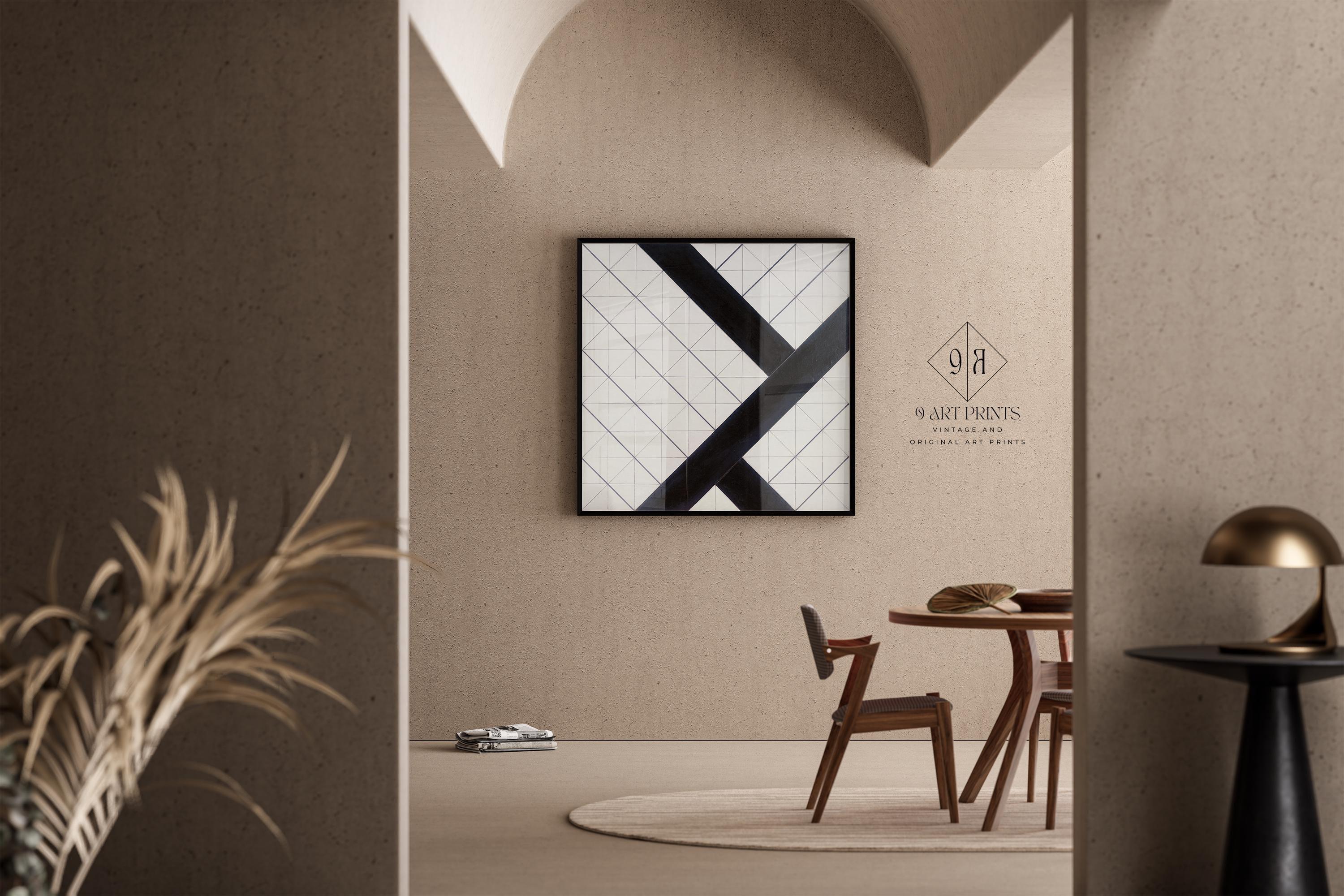 Theo van Doesburg - Counter - Composition Six PRINT | Bauhaus Mid - century Modern Art in Black and White (available framed) 1x1 - 9ArtPrints