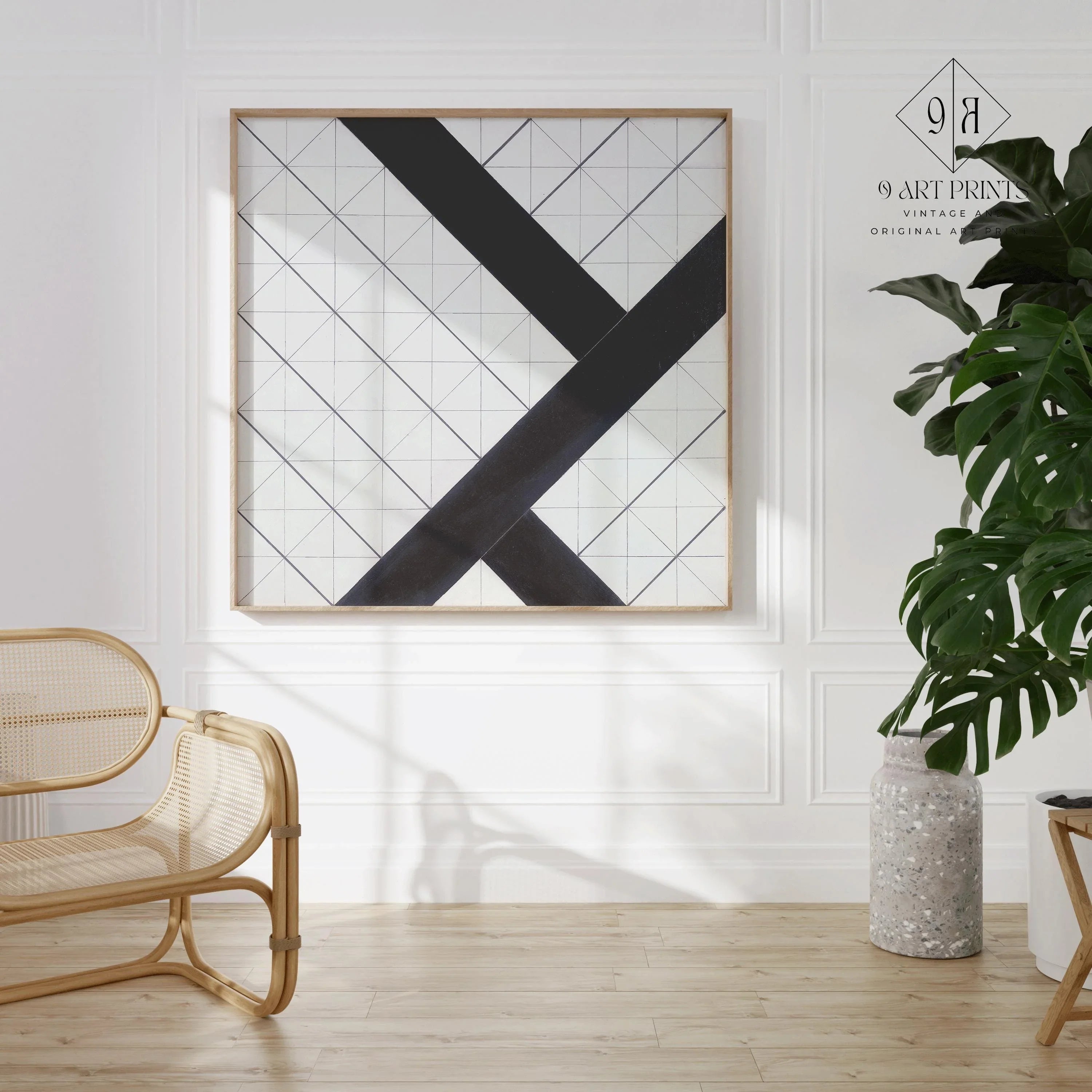 Theo van Doesburg - Counter - Composition Six PRINT | Bauhaus Mid - century Modern Art in Black and White (available framed) 1x1 - 9ArtPrints